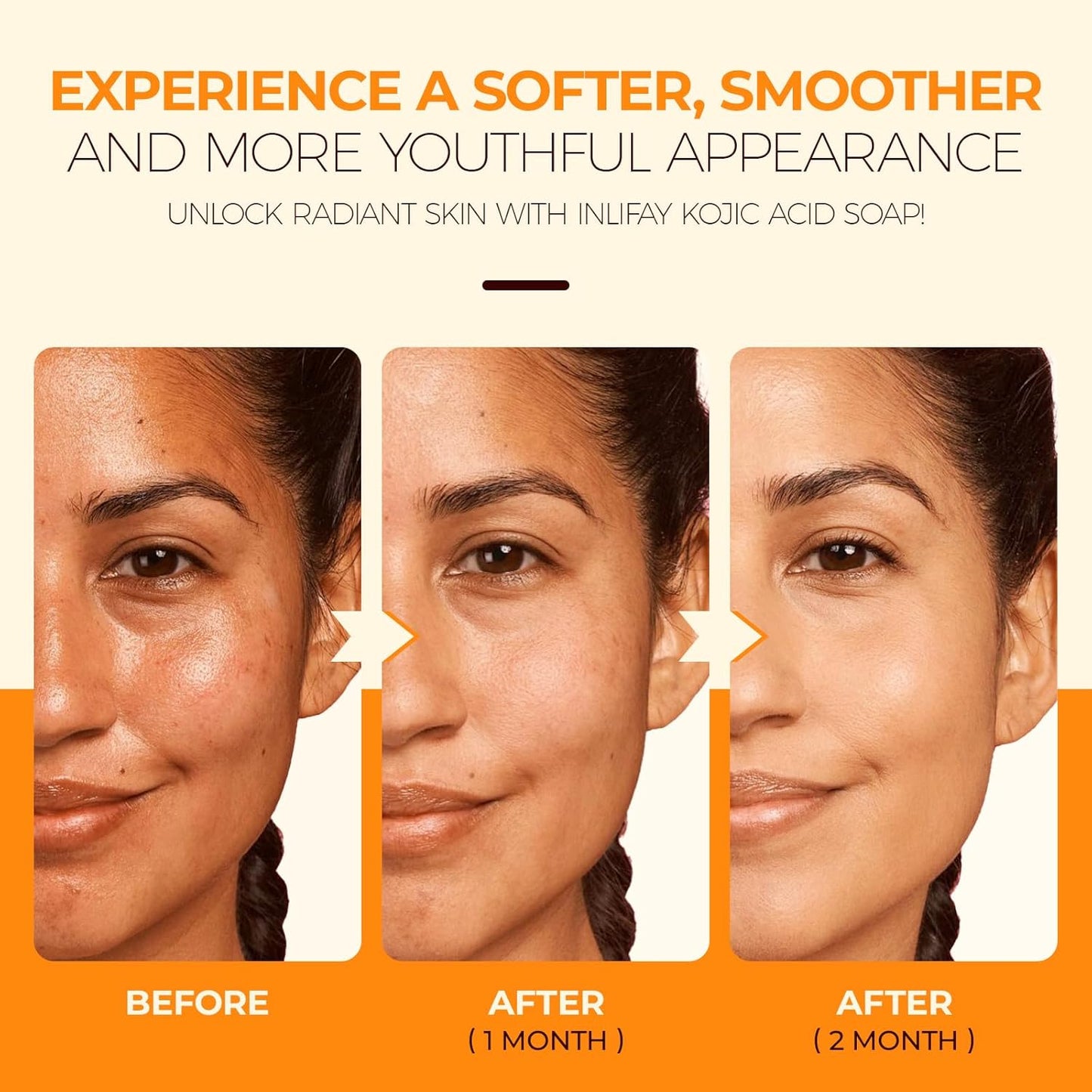 Inlifay Kojic Acid Soap Bar: Dark Spot Remover with Turmeric - Skin Cleasing for Women with Hyperpigmentation - Home Travel Use with African Net Sponge in Summer