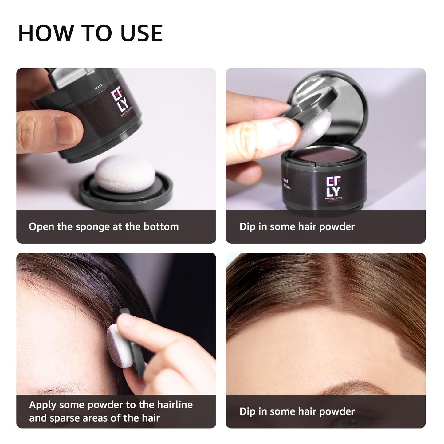 Instantly Hairline powder, Root touch up hair color for gray coverage, hair powder for women men bald spot loss and thin concealing(Dark Brown)