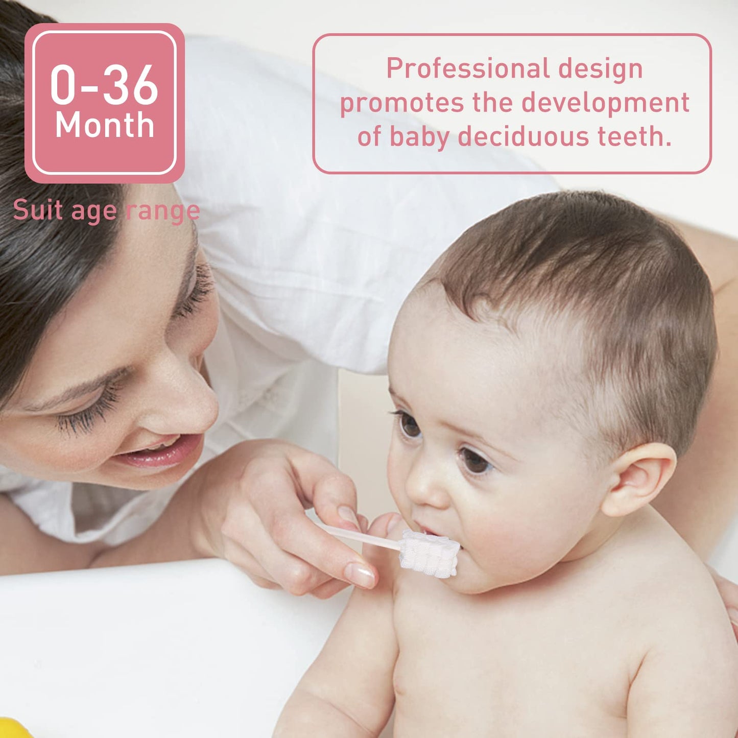 Mokoala 60Pcs Baby Tongue Cleaner, Baby Toothbrush, Disposable Infant Mouth Cleaner, Soft Gauze Toohthbrush Toddler Oral Cleaning Stick Dental Care for 0-36 Month Newborn