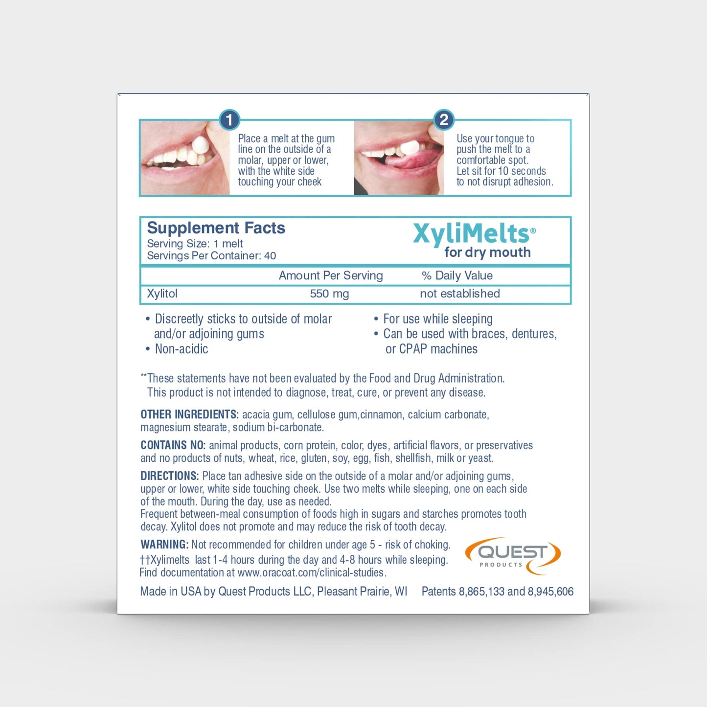 Oracoat XyliMelts Dry Mouth Relief Moisturizing Oral Adhering Discs 40 Count, Cinnamon with Xylitol, for Dry Mouth, Stimulates Saliva, Non-Acidic