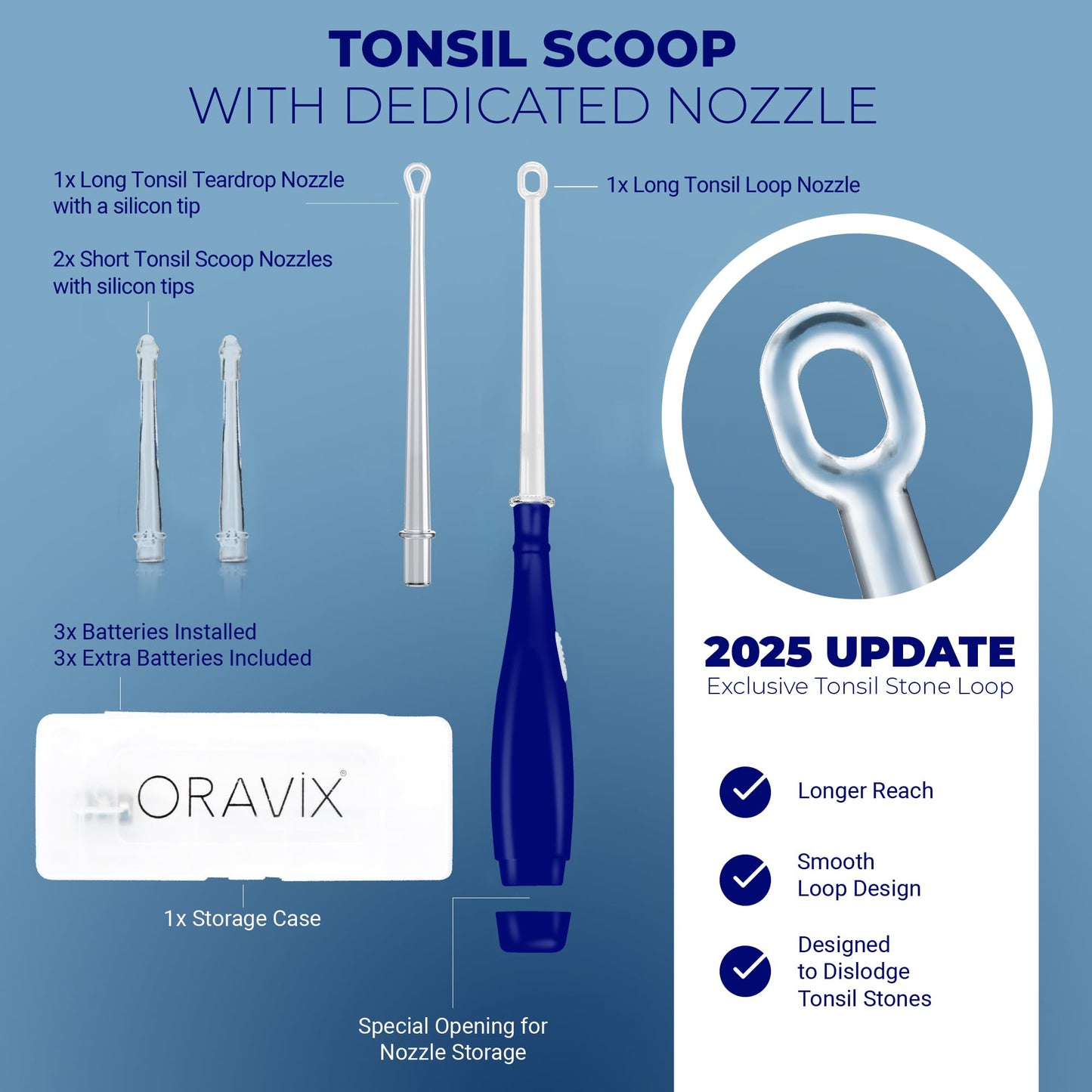 ORAVIX Tonsil Stone Remover - Tonsil Stone Removal Kit - Tonsillolith Remover Tool - Tonsil Cleaner - Fight Bad Breath - Tonsil Stone Removal Tool - Oral Irrigator - Tongue Scraper - 7 Pieces