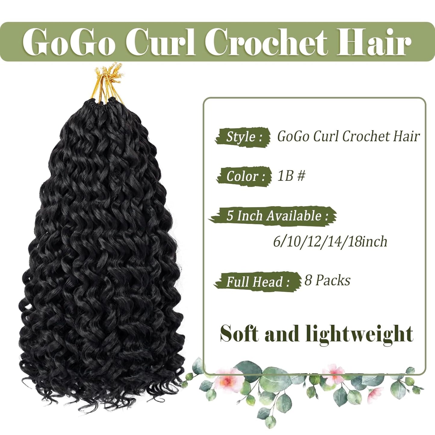 GoGo Curl Crochet Hair 10 Inch - 8 Packs Ombre Brown Water Wave Extensions for Black Women
