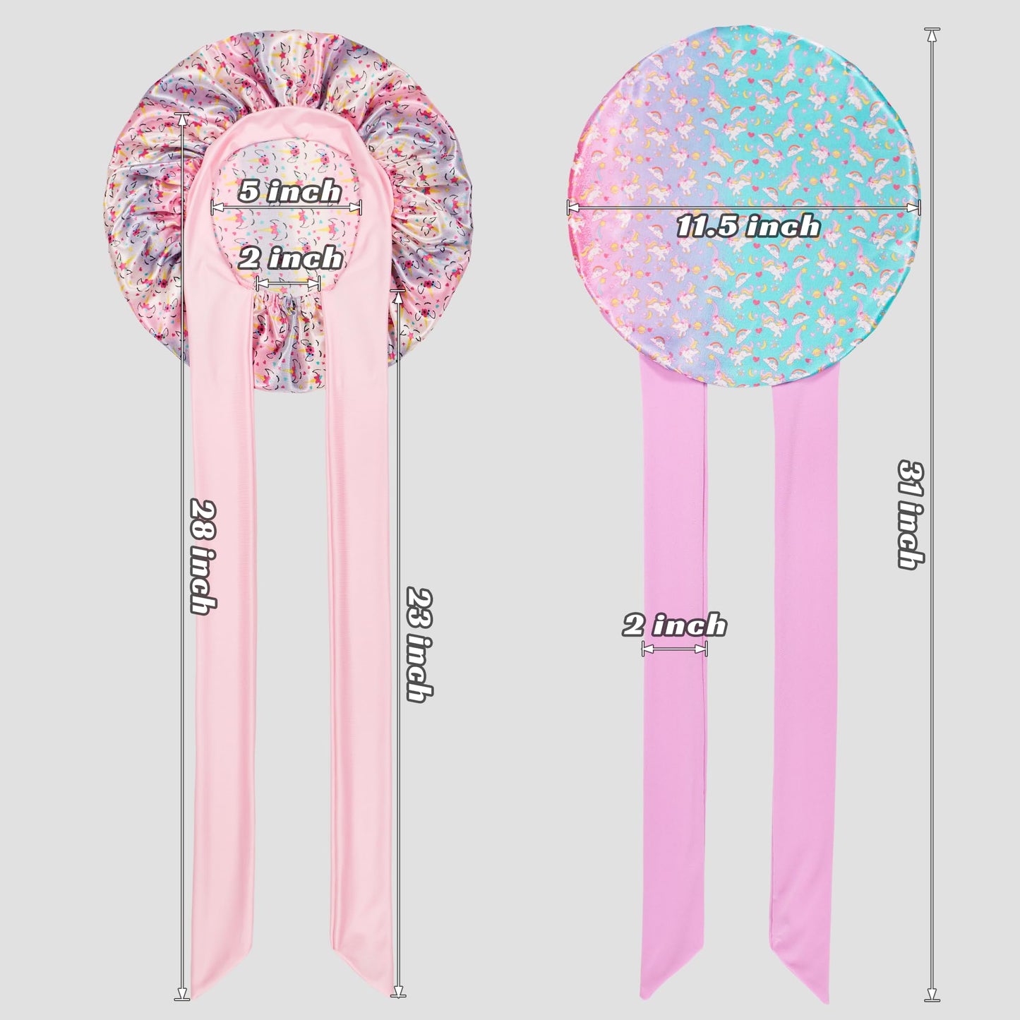choshion Kids Bonnet for Girls, Satin Bonnet for Sleeping, One Size, Set of 2, Unisex-Kids, Hat