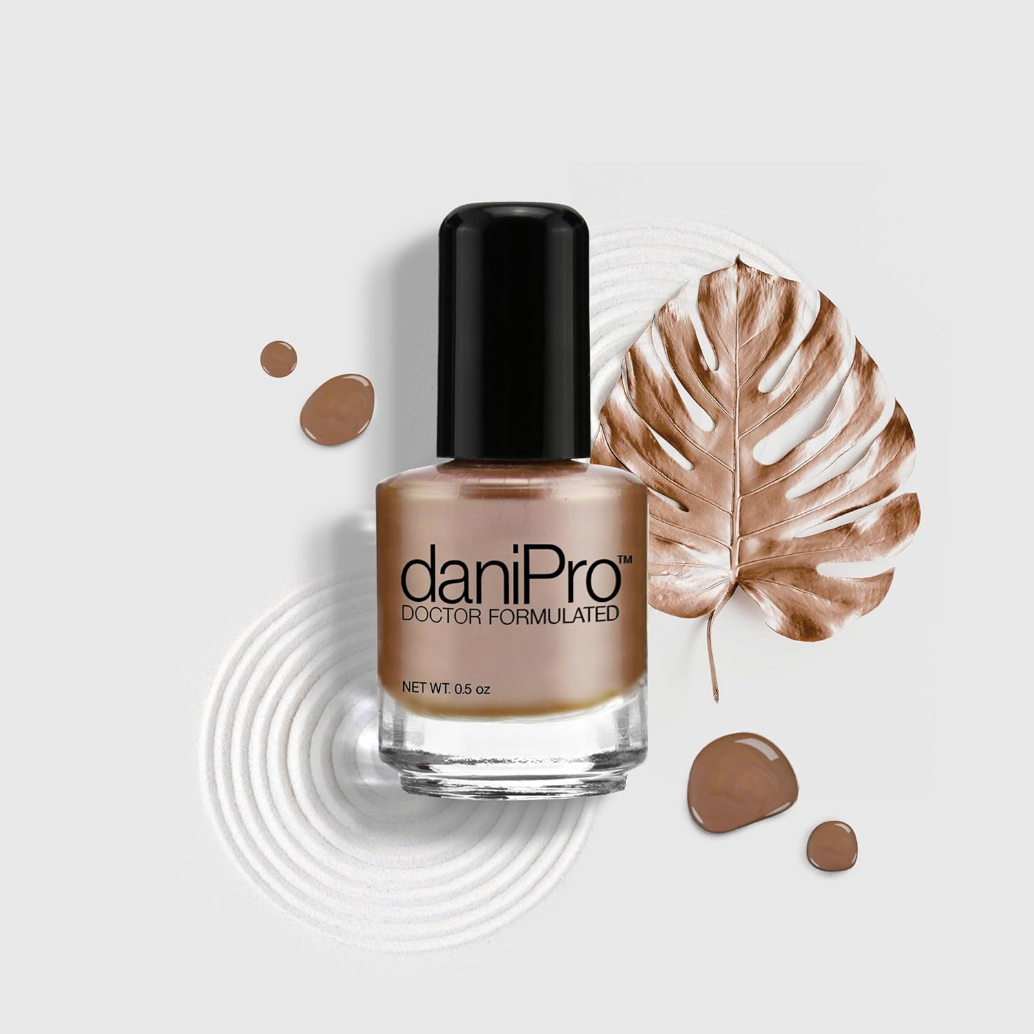 Vegan Pearlescent Mocha Nail Polish - Doctor-Formulated with Biotin & Undecylenic Acid, 0.5 oz