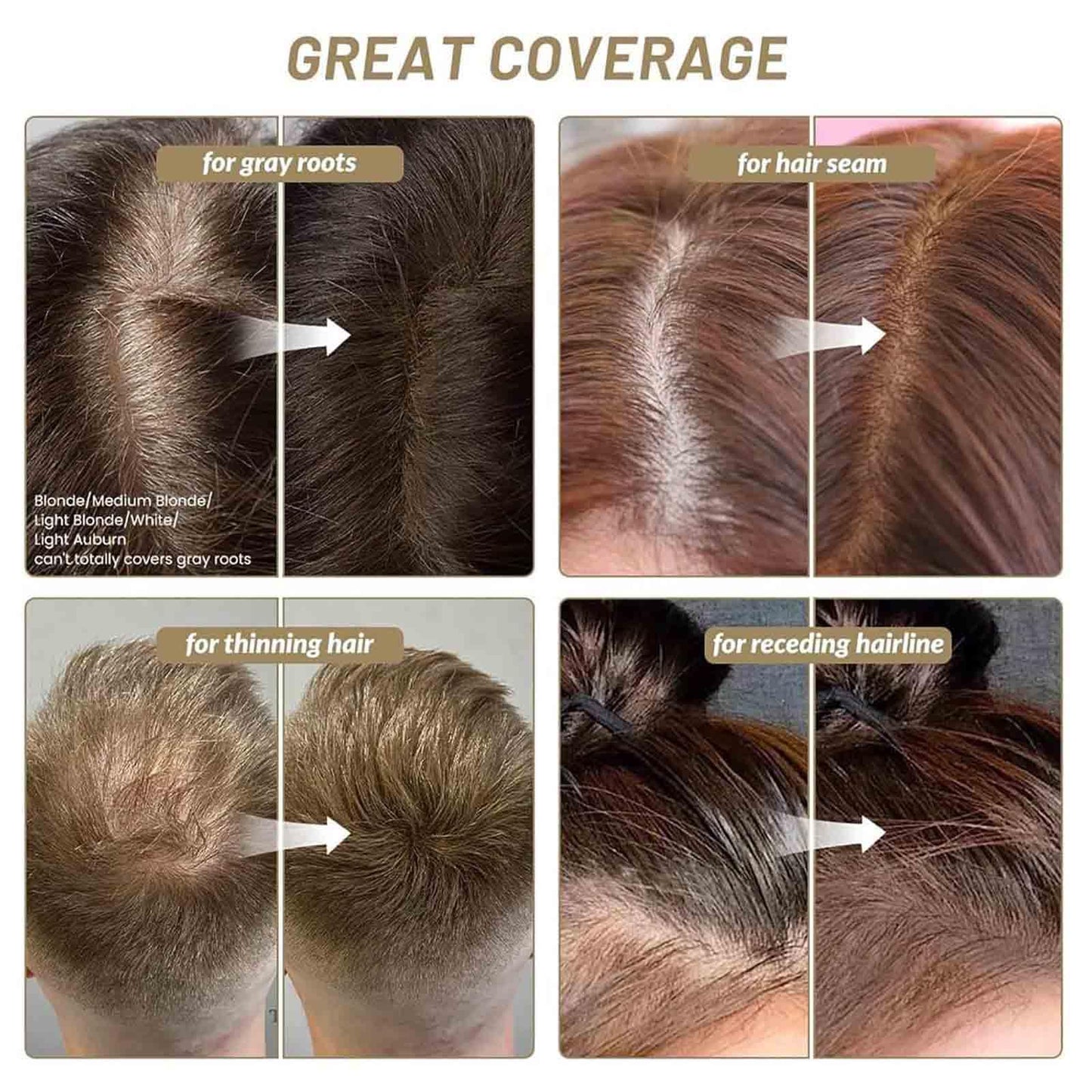 Hairbear Hair Filler, Hair Bear Hair Filler Long Lasting Water Proof, Hairbear Hair Filler Fast&ful, Fibers Natural Black, For Thinning Hair Women and Men &graying Hair Roots (Brow2, 1)