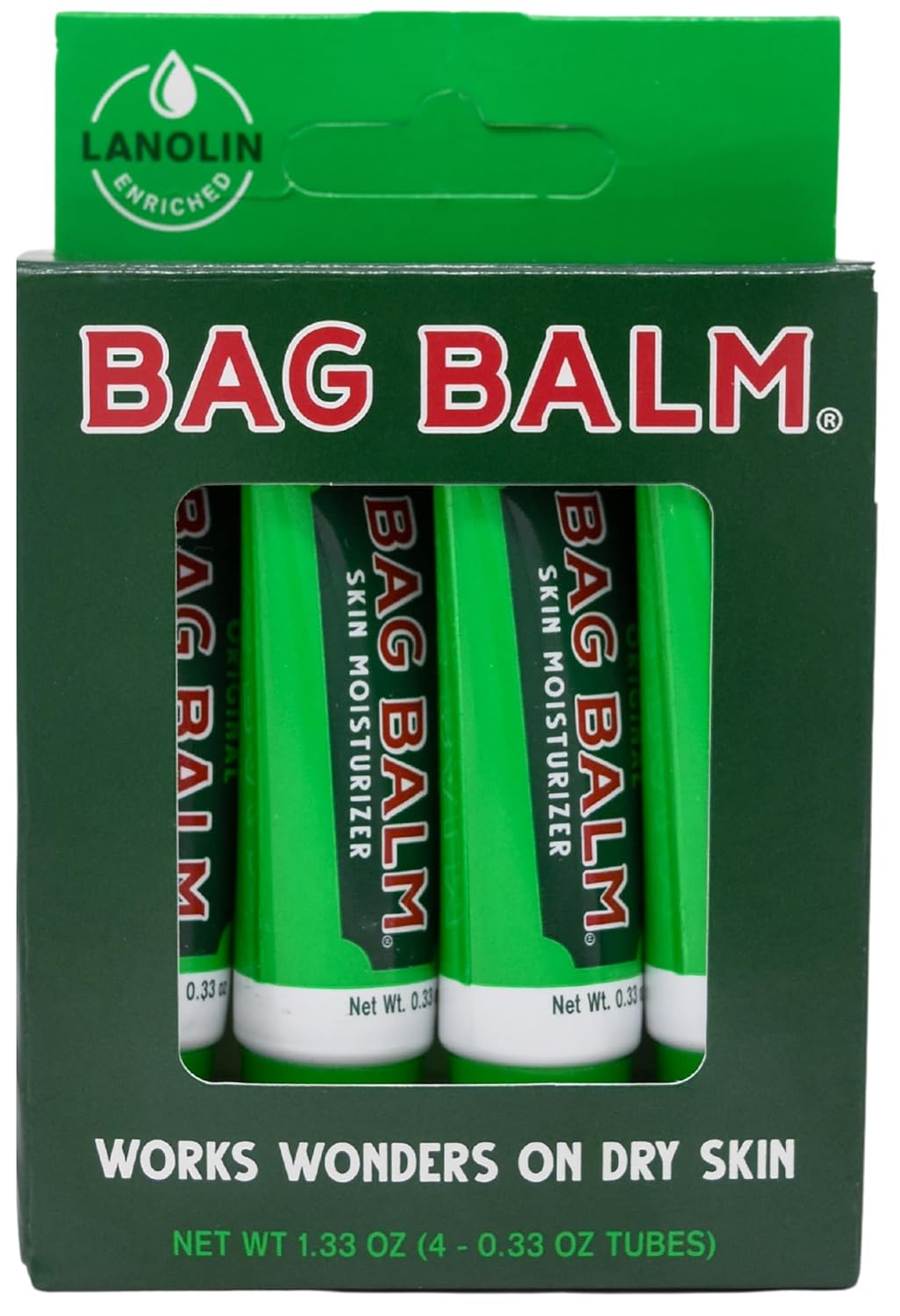 Bag Balm Original Lip Balm Tubes - 6 Pack for Chapped Lips & Dry Skin, 0.33oz Each