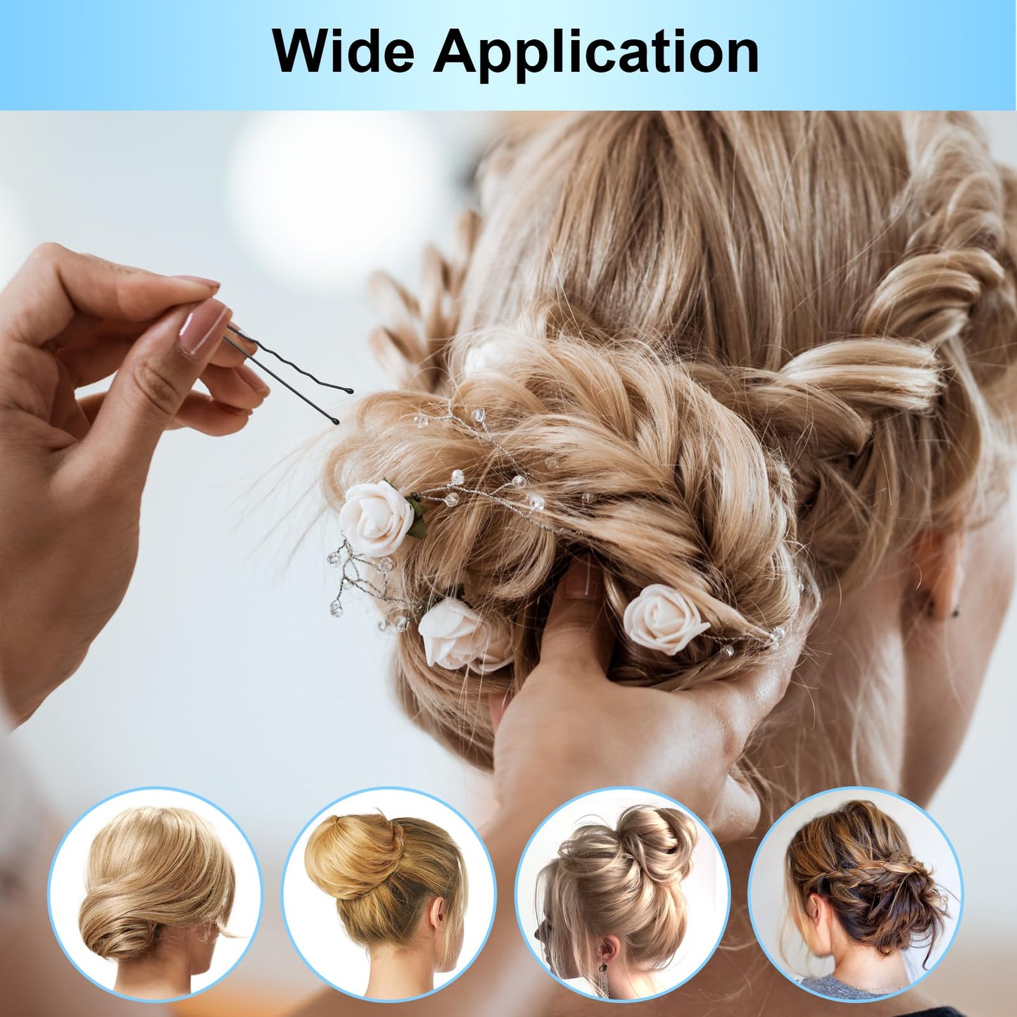 Bobby Pins 300 Pcs, Bobby Pins Black 2Inches, Fosvrde Reusable Invisible Wave Non Slip Hair Pins, for Girls, and Women, Bulk With Storage Box