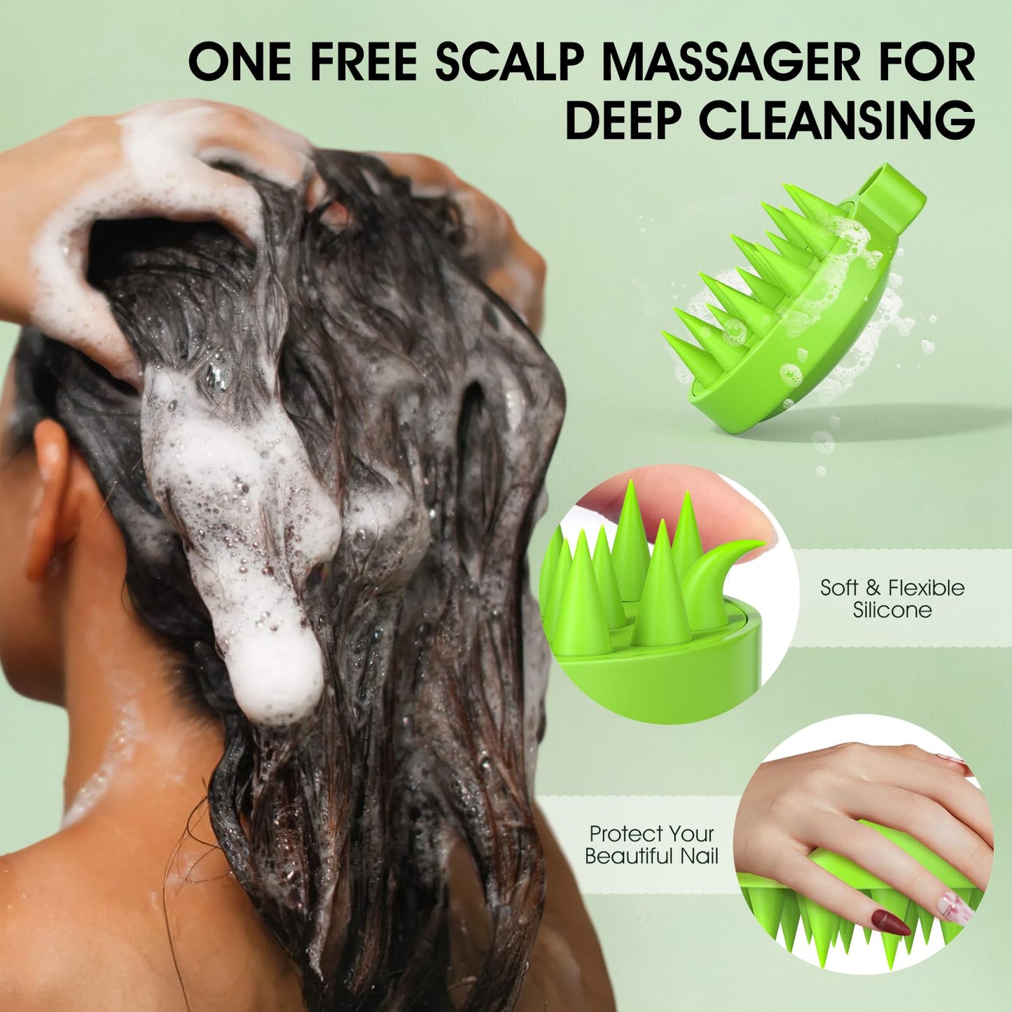 VOERUY Scalp Scrub, Tea Tree Scalp Exfoliator Scrub Shampoo, 2-in-1 Scalp Treatment with Mint Oil, Hair Treatment to Clarify and Remove Build up with Silicone Scalp Massager, 10.6oz/300g
