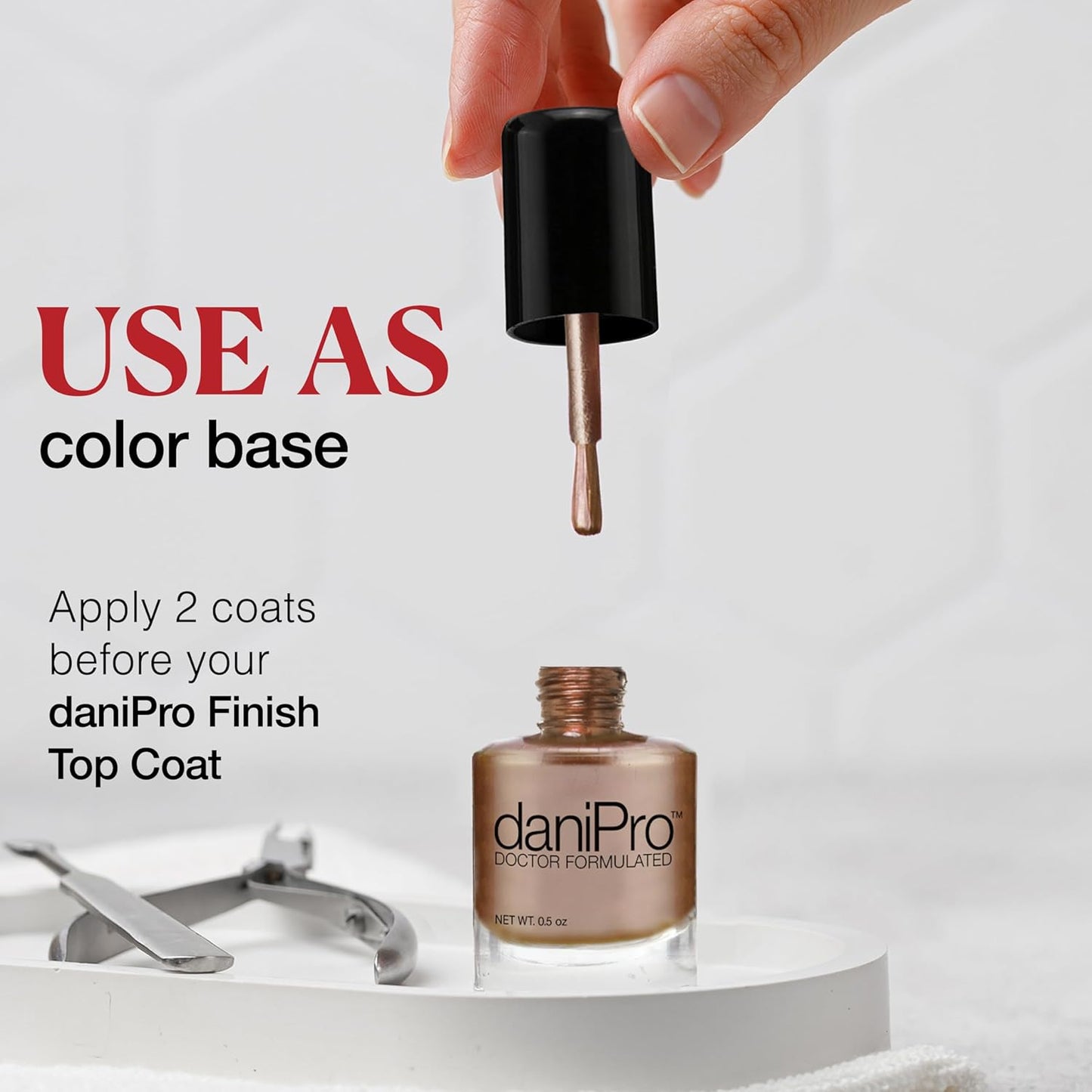 Vegan Pearlescent Mocha Nail Polish - Doctor-Formulated with Biotin & Undecylenic Acid, 0.5 oz