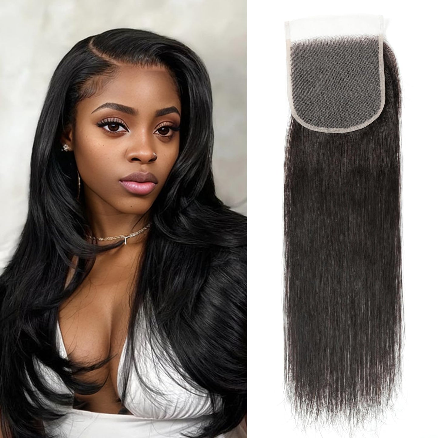 5x5 HD Lace Closure Body Wave Human Hair - Pre-Plucked Natural Hairline (10 Inch, Natural Color)