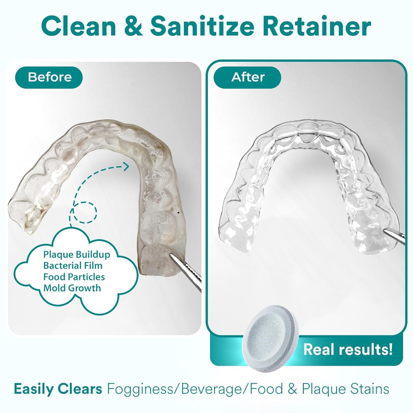 Retainer Cleaner Tablets for Invisalign & Dentures - PERSULFATE FREE, 60 Mint Scented Tablets, 2-Month Supply
