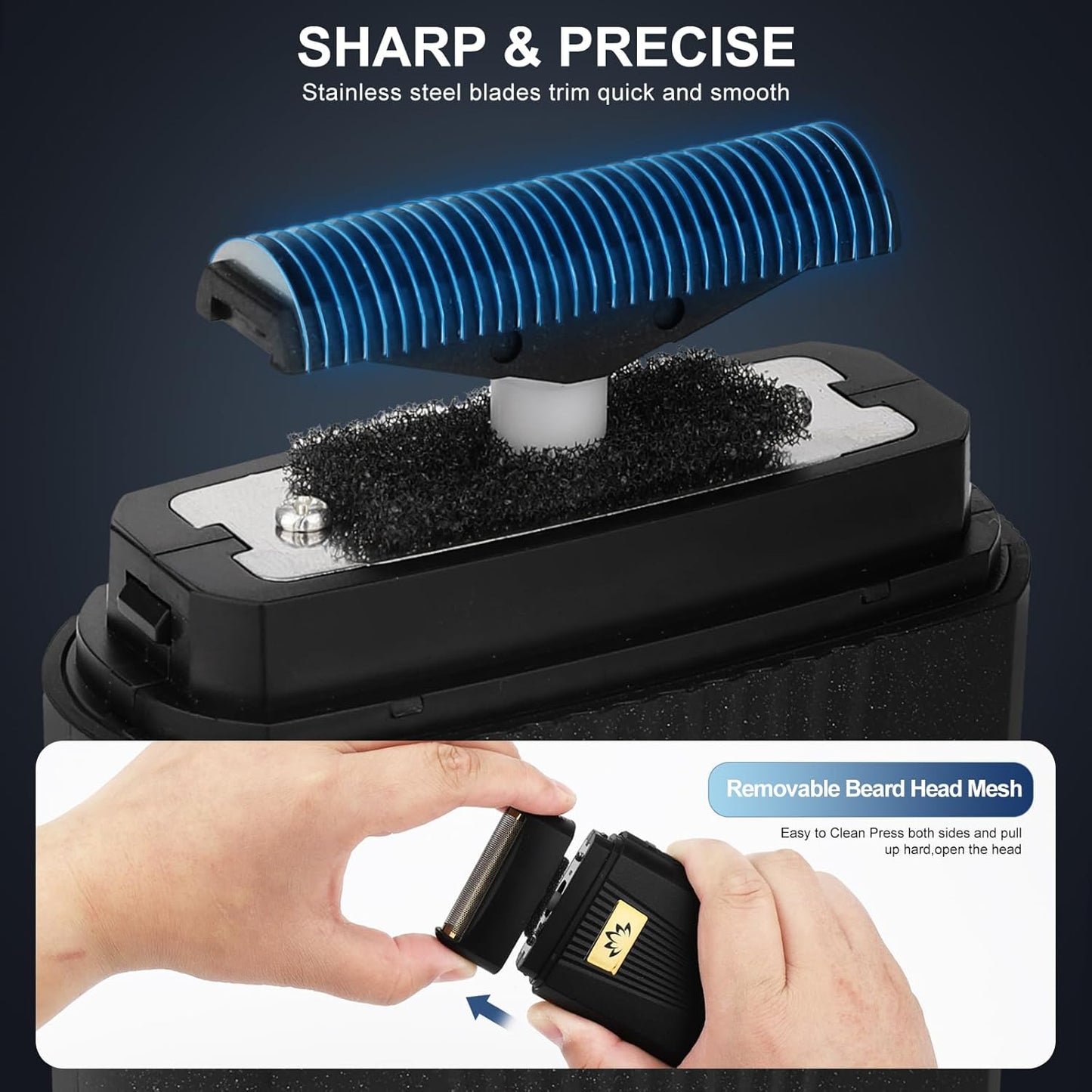Powerful Foil Bald Shaver for Men - Cordless Electric Razor & Beard Trimmer with LED Display