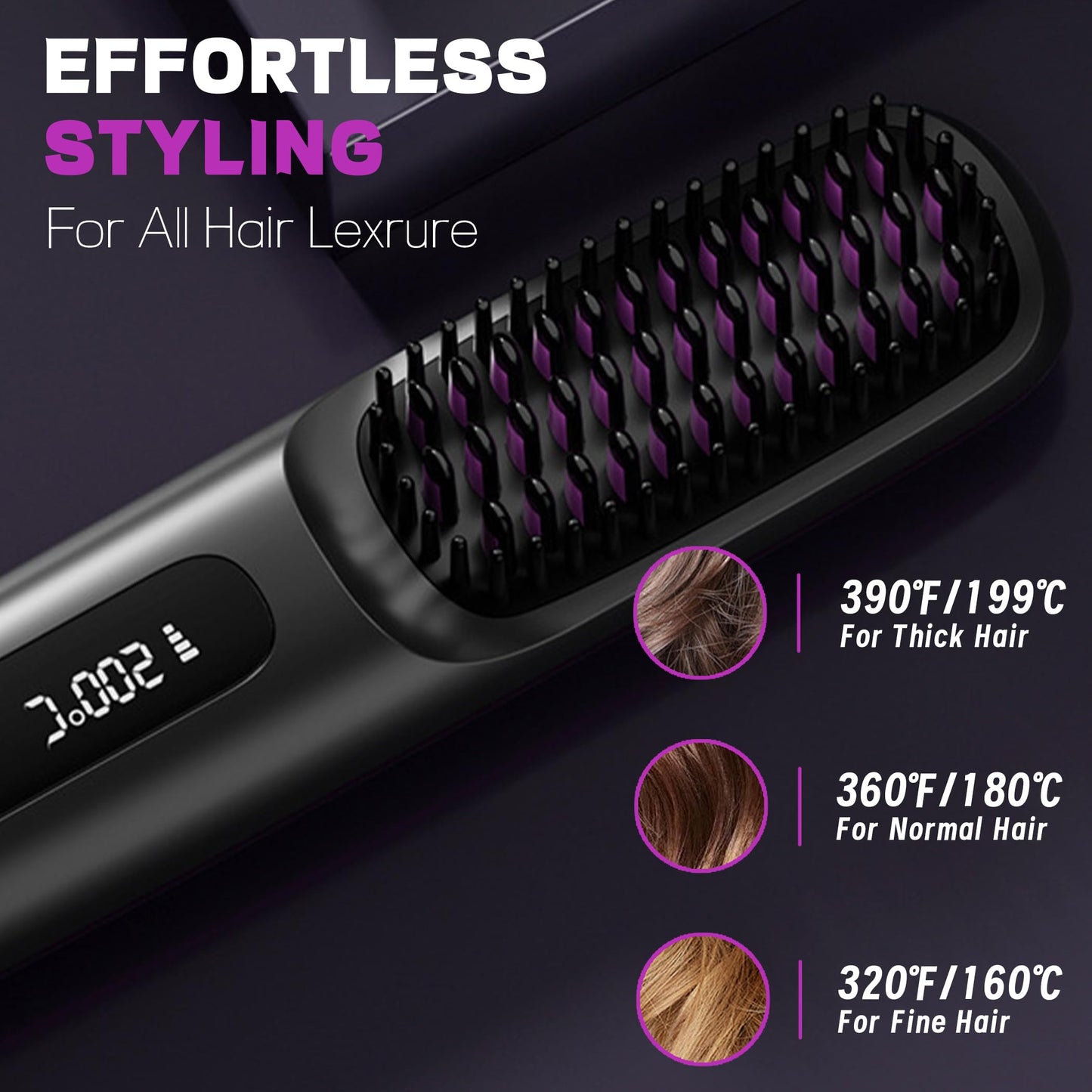 Numoya Go Brush Pro - 2025 Upgrade Portable Straightener Brush for Travel, Cordless Hair Straightener Comb for Women, Pink