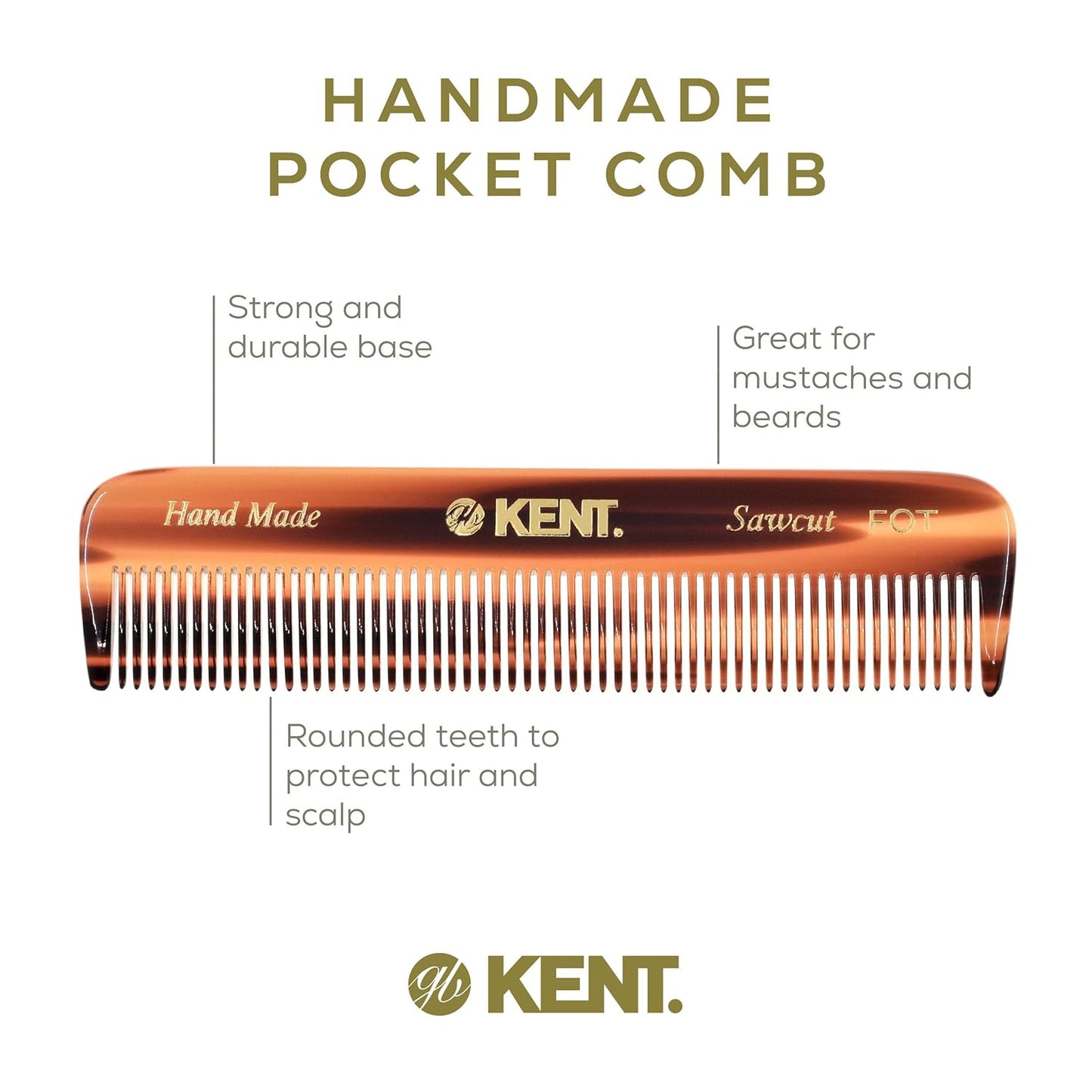 Kent Set Men's Hair Combs - 81T X-Small & 20T Folding Fine Tooth Grooming Kit for Hair, Beard & Mustache - Handmade in England