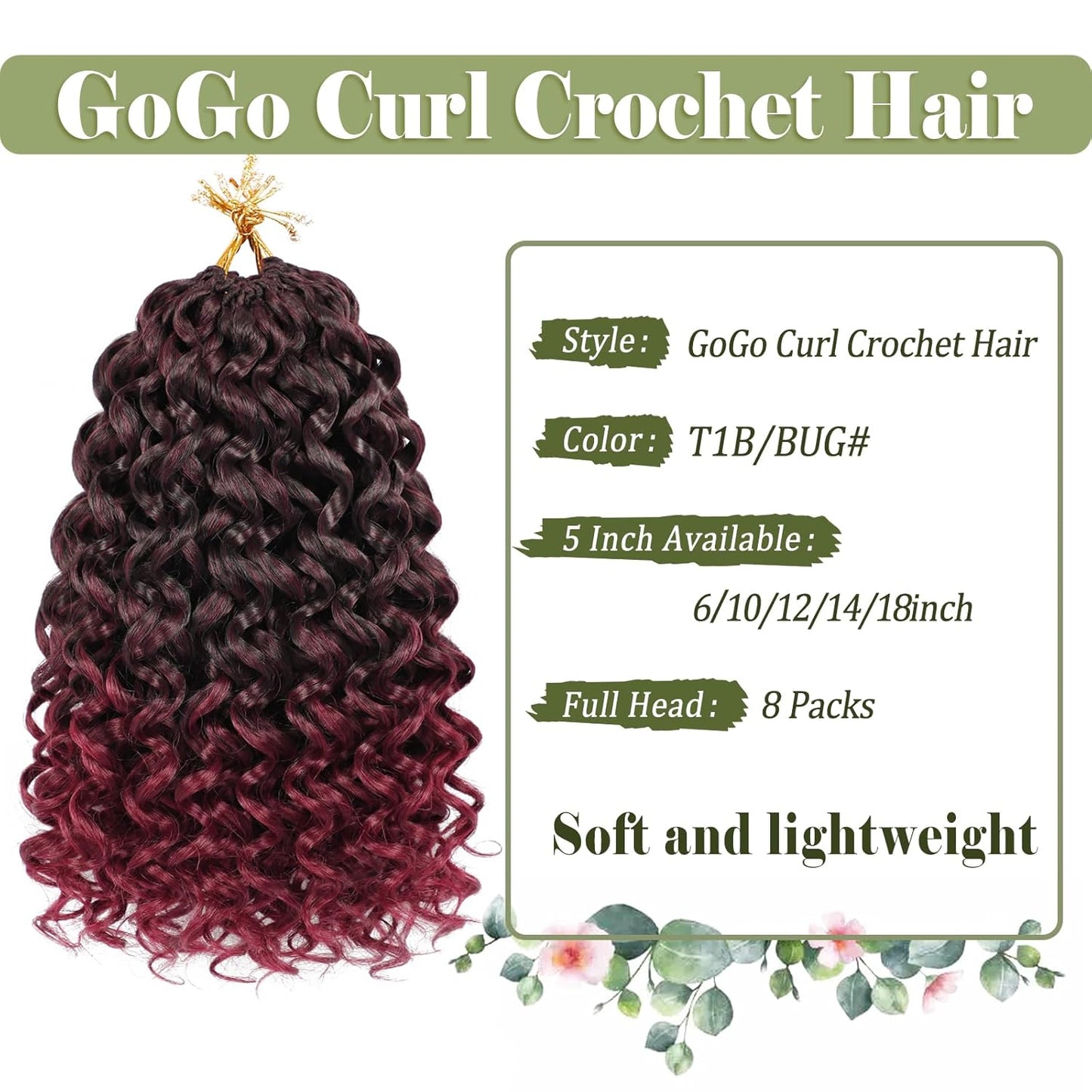 GoGo Curl Crochet Hair 10 Inch - 8 Packs Ombre Brown Water Wave Extensions for Black Women