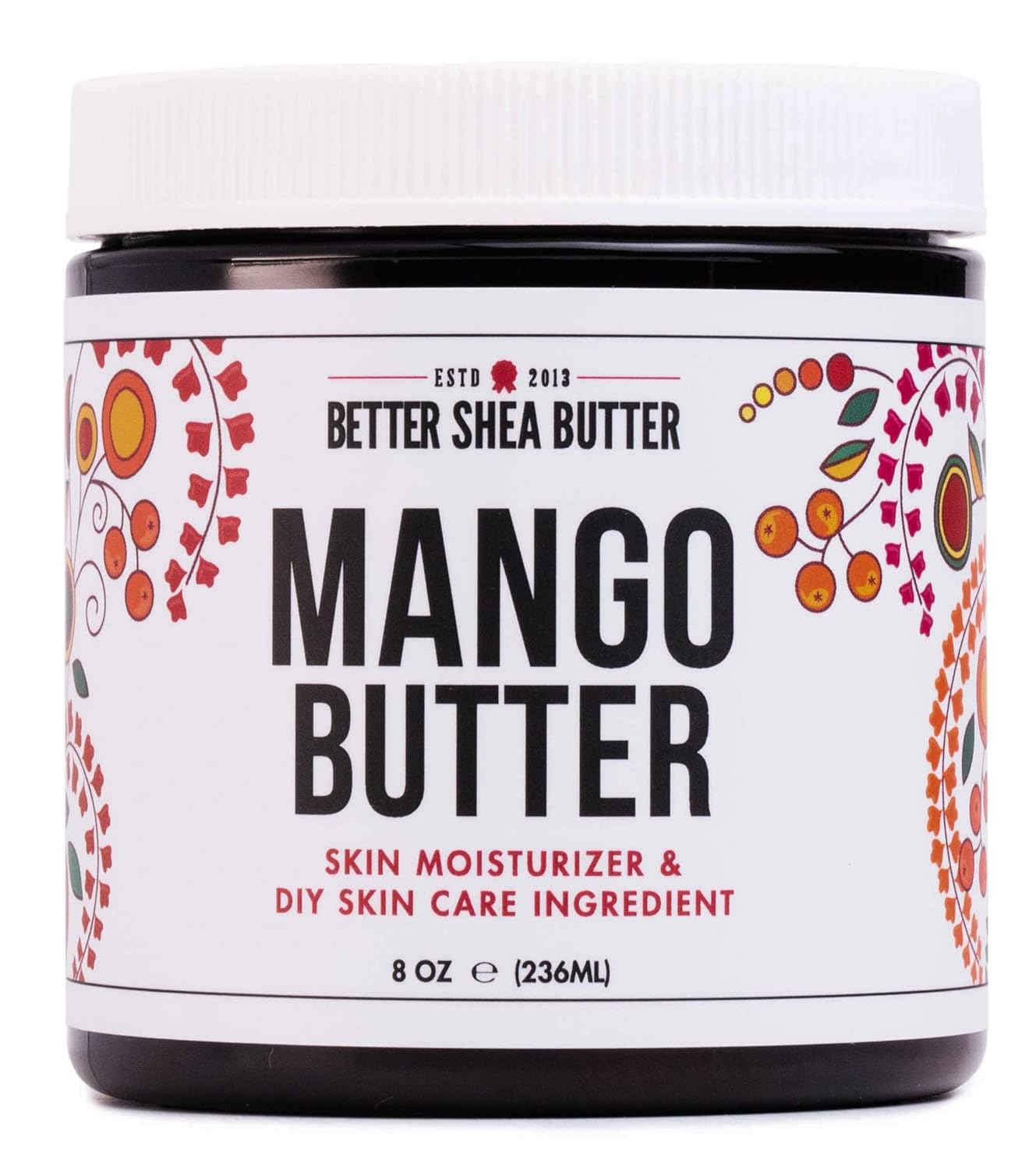 100% Pure Raw Mango Butter - Natural Moisturizer for Skin & Hair - 8 oz Jar for DIY Body Butter, Lip Gloss & Lotion Bars