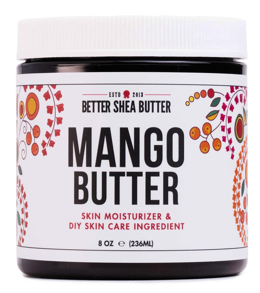 100% Pure Raw Mango Butter - Natural Moisturizer for Skin & Hair - 8 oz Jar for DIY Body Butter, Lip Gloss & Lotion Bars