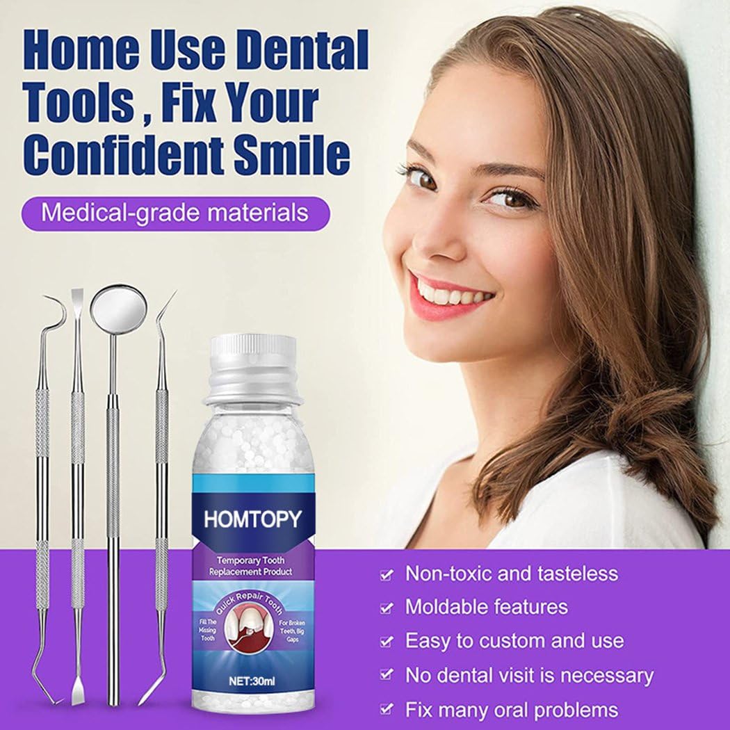 Tooth Provisional Teeth Kit, DIY Heat Fit Beads for Replacing Missing & Broken Teeth, Provisional Restoration & Denture Replacement