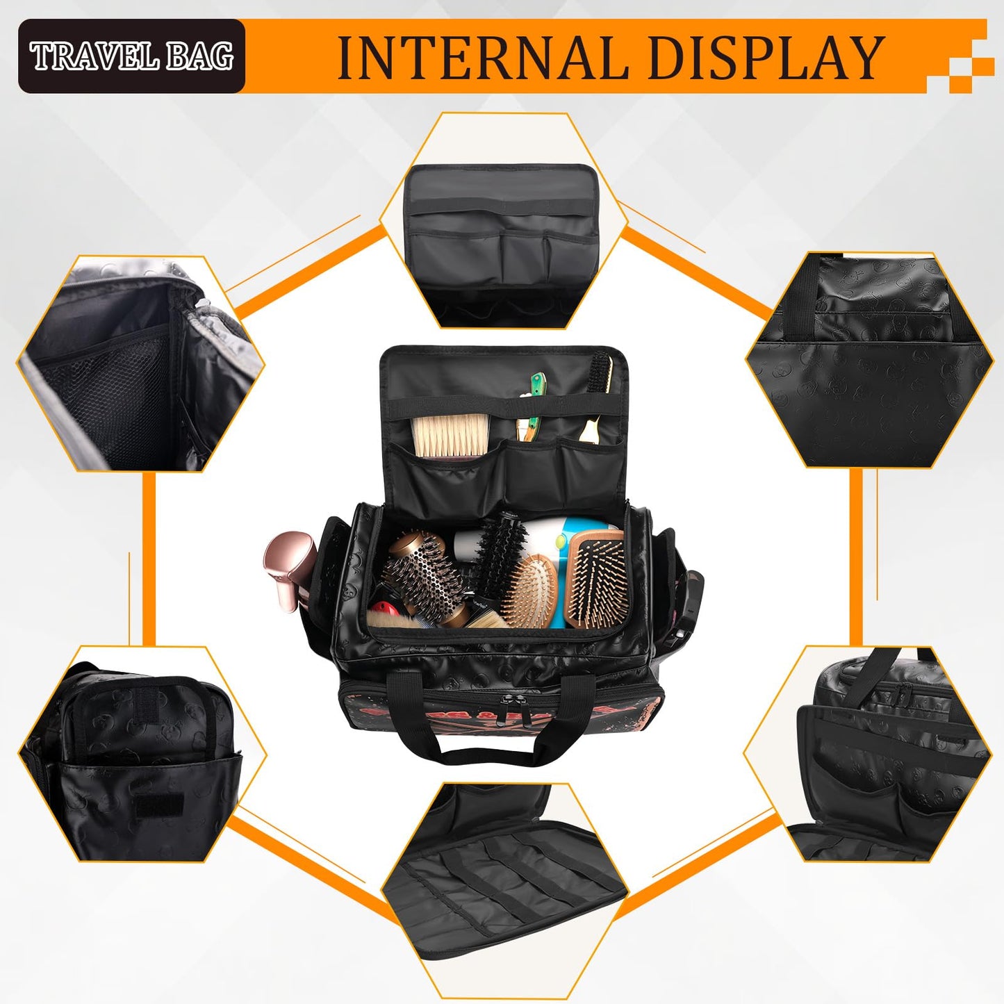 CestoMen PRO Large Capacity Barber Bag - Multi-Pocket Salon Organizer with Protective Lining, Thermal Pockets & Scissor Holder, Waterproof PU Leather for Hair Stylists & Personal Grooming (Black)