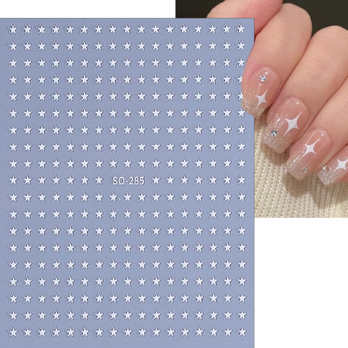 6 Sheets Star Nail Stickers 3D Glitter Stars Nail Art Decals Self-Adhesive Black White Silver Laser Purple Red Star Nails Design Supplies Independence Day Stars Stickers for DIY Acrylic Manicure Tips