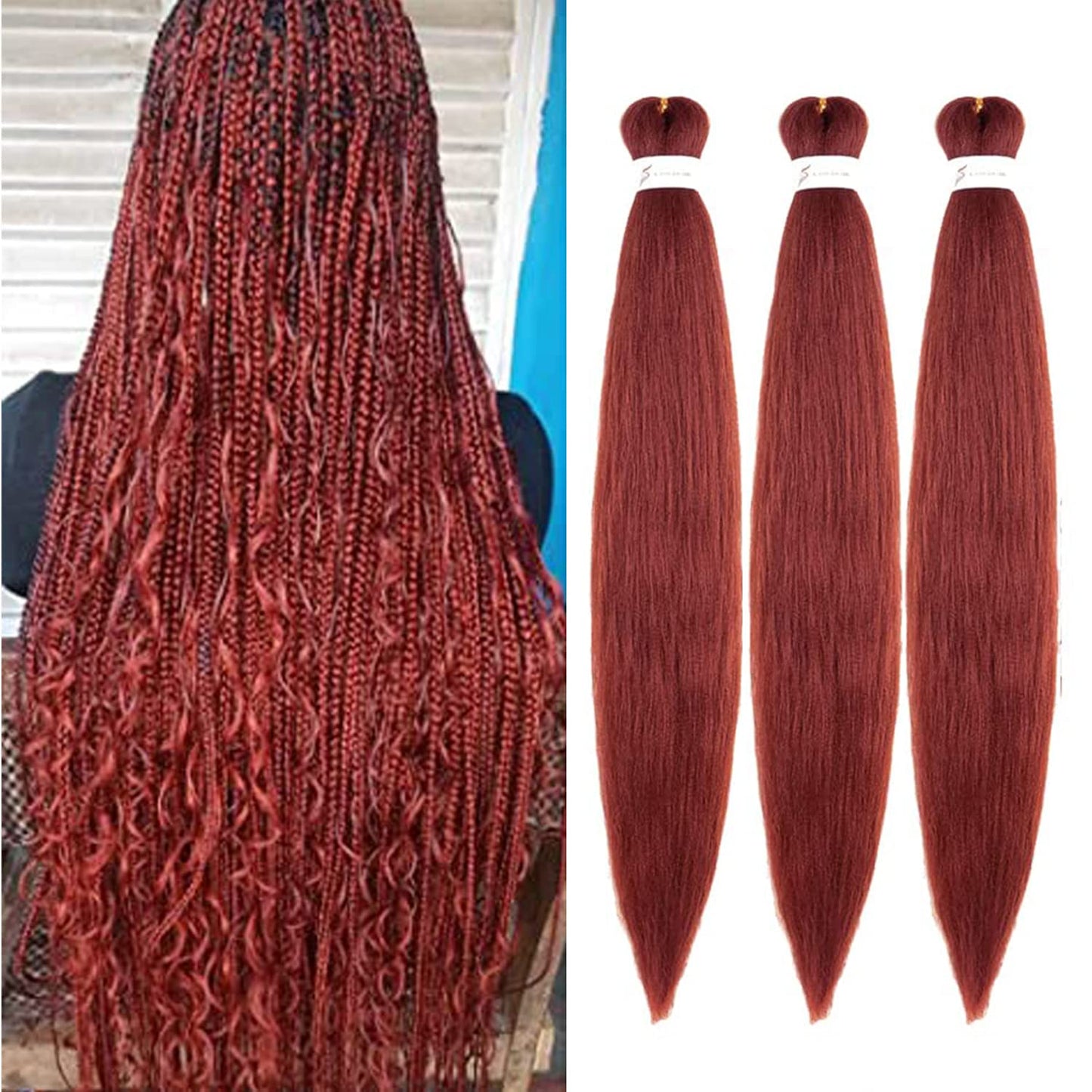 8 Packs 20-Inch Ombre Pre-Stretched Braiding Hair - Soft Yaki Texture Extensions