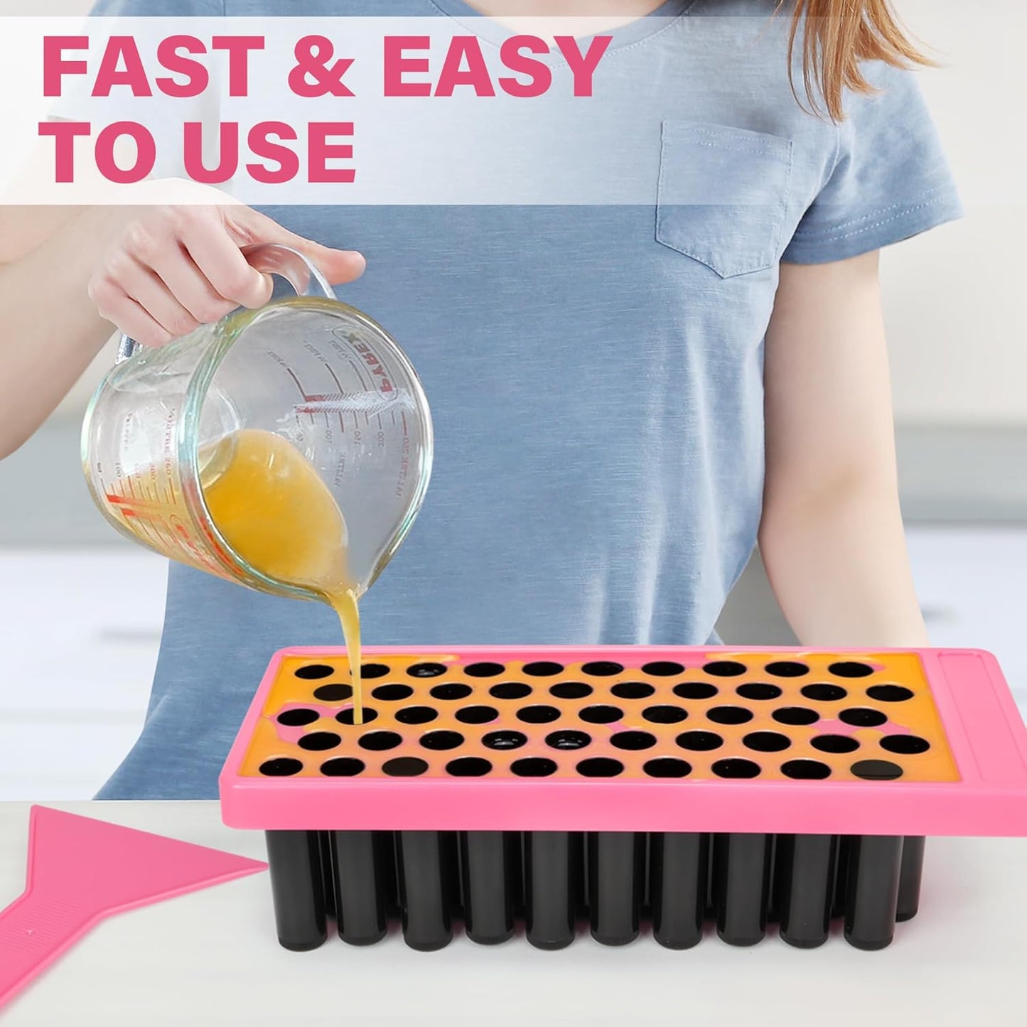 50 Pack Black Lip Balm Tubes with Filling Tray & Spatula - BPA Free, Leak Proof, DIY Handmade Set