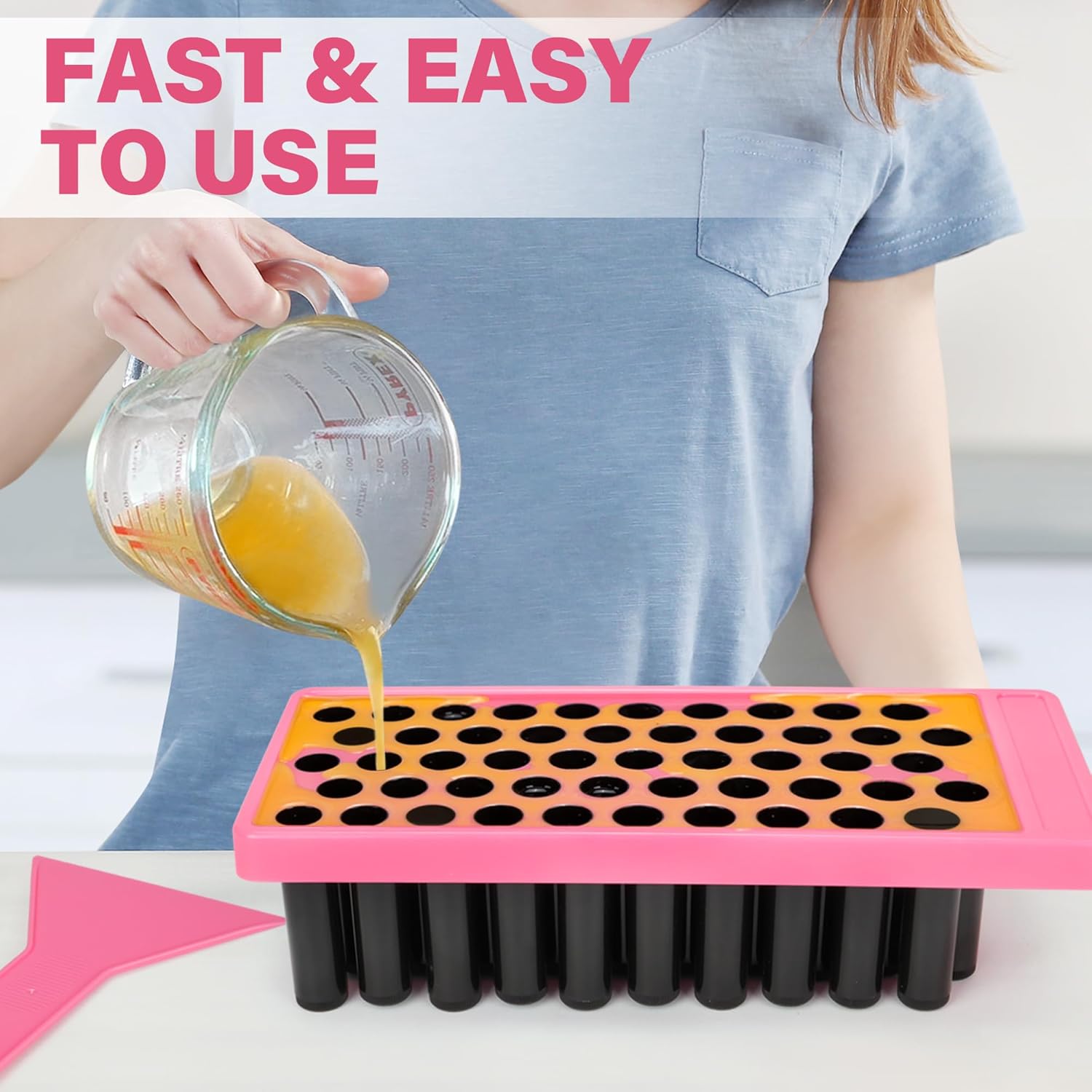 50 Pack Black Lip Balm Tubes with Filling Tray & Spatula - BPA Free, Leak Proof, DIY Handmade Set