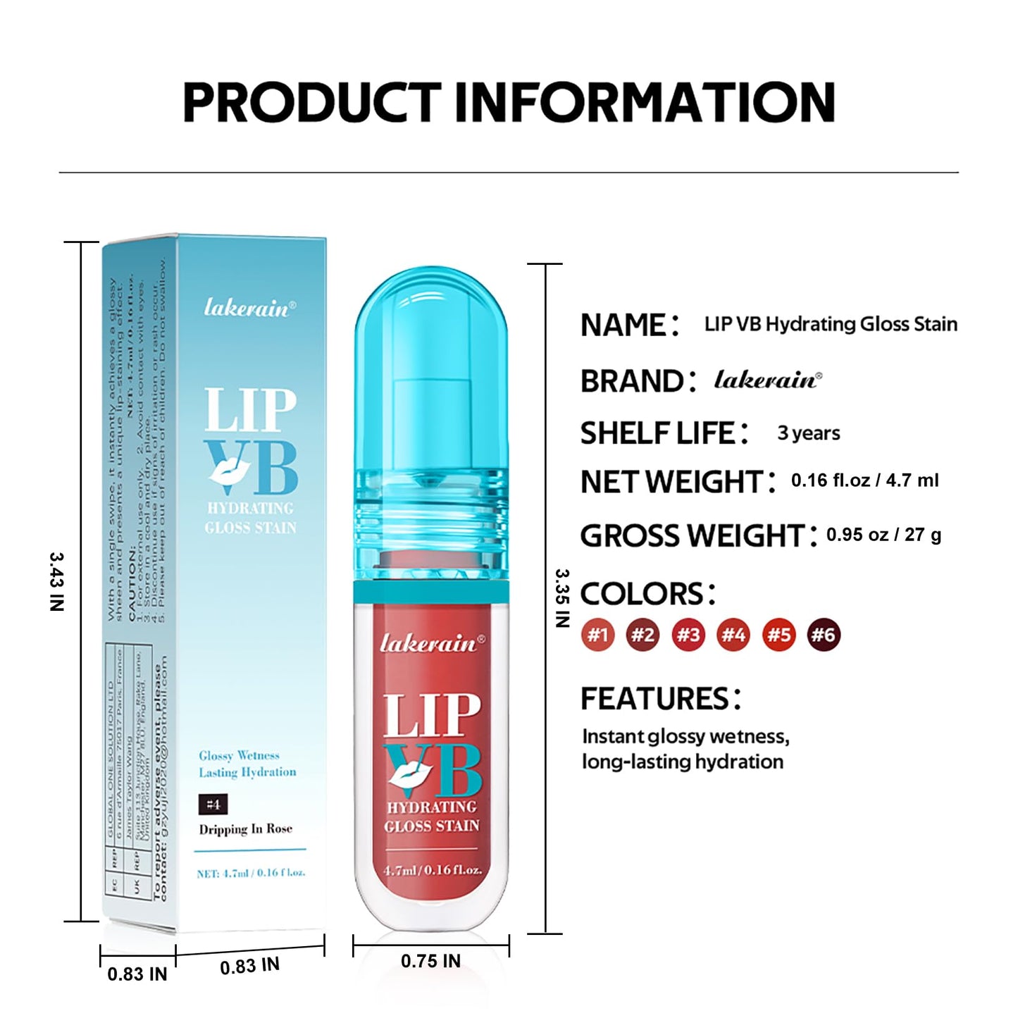 CNYYDS 3PCS Lip Hydrating Glossy Lip Stain, Lip Tint with 12HR Hydration(#4 DRIPPING IN ROSE,#5 FIERYBLAZETIN,T#6 WATERBOUT WINE)