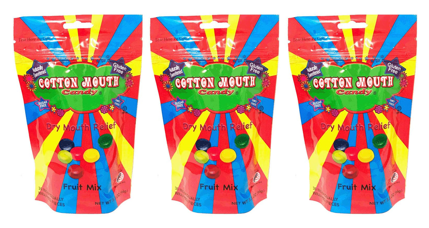 Cotton Mouth Candy Dry Mouth Relief Fruit Mix 3.3 Ounce Bag (3 Bags)