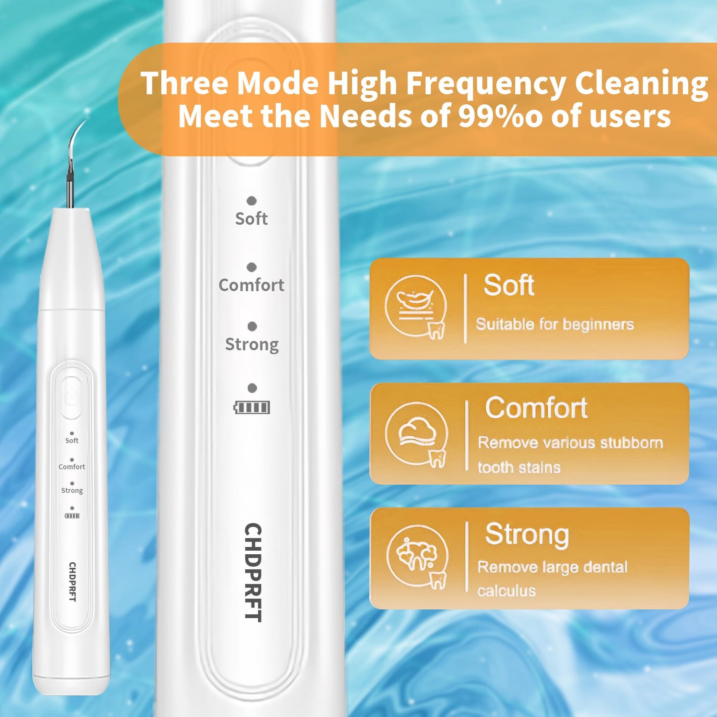 CHDPRFT Plaque Remover for Teeth-Sonic Tooth Cleaner,3 Adjustable Modes Dog Teeth Cleaning Kit with LED Light,Effective Care of Teeth,Rechargeable Dental Teeth Cleaner Tools Kits(White)