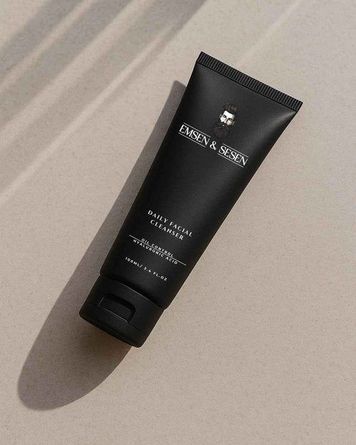 EMSEN & SESEN Mens Daily Facial Cleanser – Deep Cleansing & Hydrating Face Wash with Volcanic Soil, Aloe Vera, Hyaluronic Acid, Vitamin E & Chamomile | 3.4 fl oz