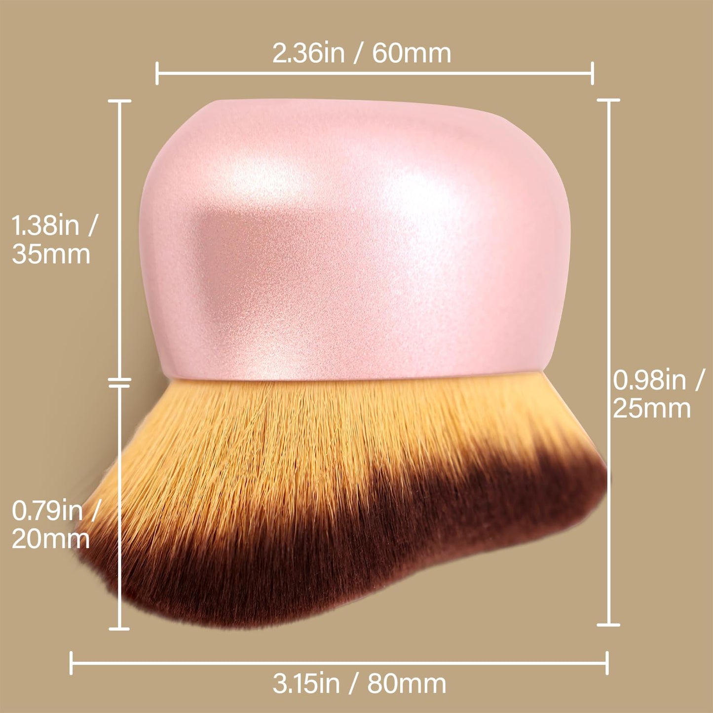 Extra Large Body Makeup Brush For Self Tanner, Leg Makeup &Bronzer Blend,75 mm Wide-headed Kabuki Brush Provides More Even &Pretty Application, Oval Face&Back Makeup Brush, Wet&Dry Use- Pink Rose Gold