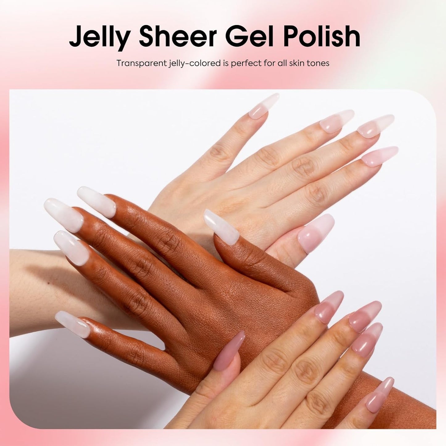 Jelly Nude Pink Gel Nail Polish Set - 6 Pcs Soak Off LED Gel Manicure Kit