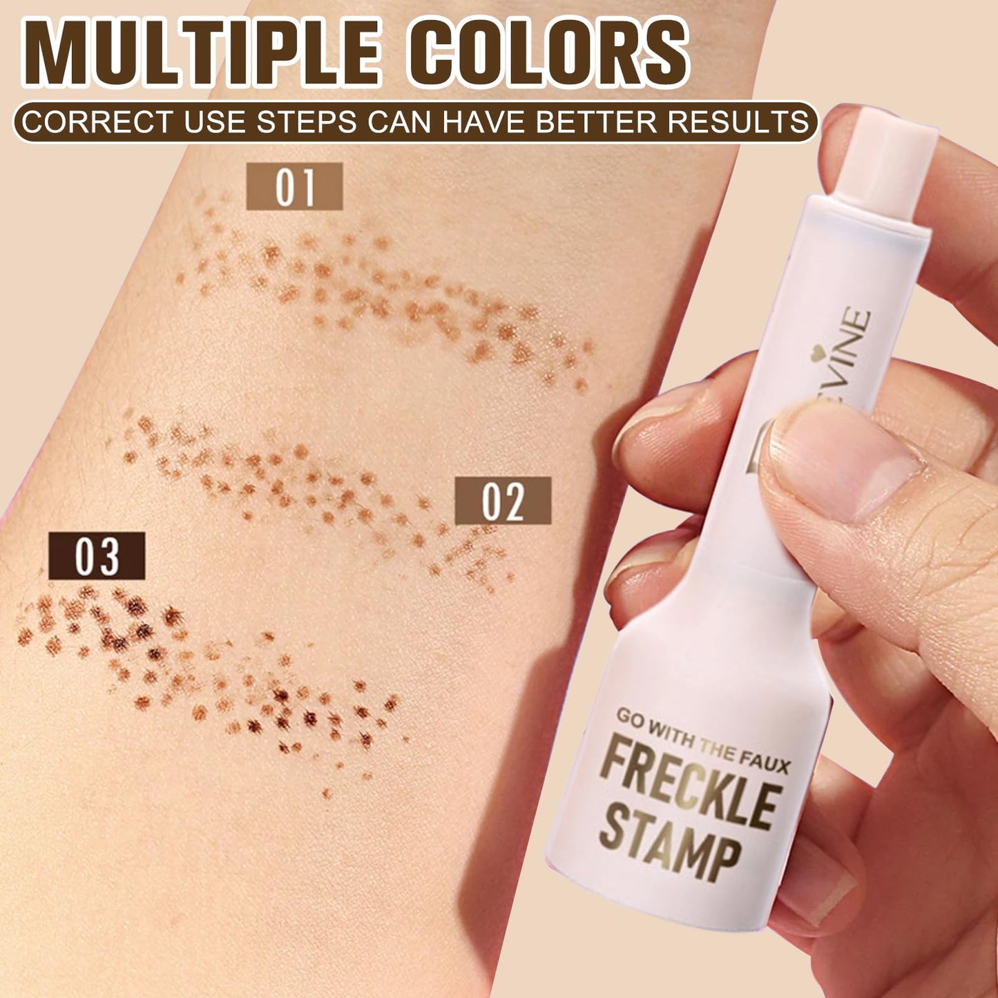 Dufuphae Freckle Stamp Pen, Upgrade Faux Freckle Stamp Pen, Fake Freckles Stain Marker Pencil Tool, Long Lasting Waterproof Freckles Makeup Tool for Natural Freckle Effects(02#Medium)