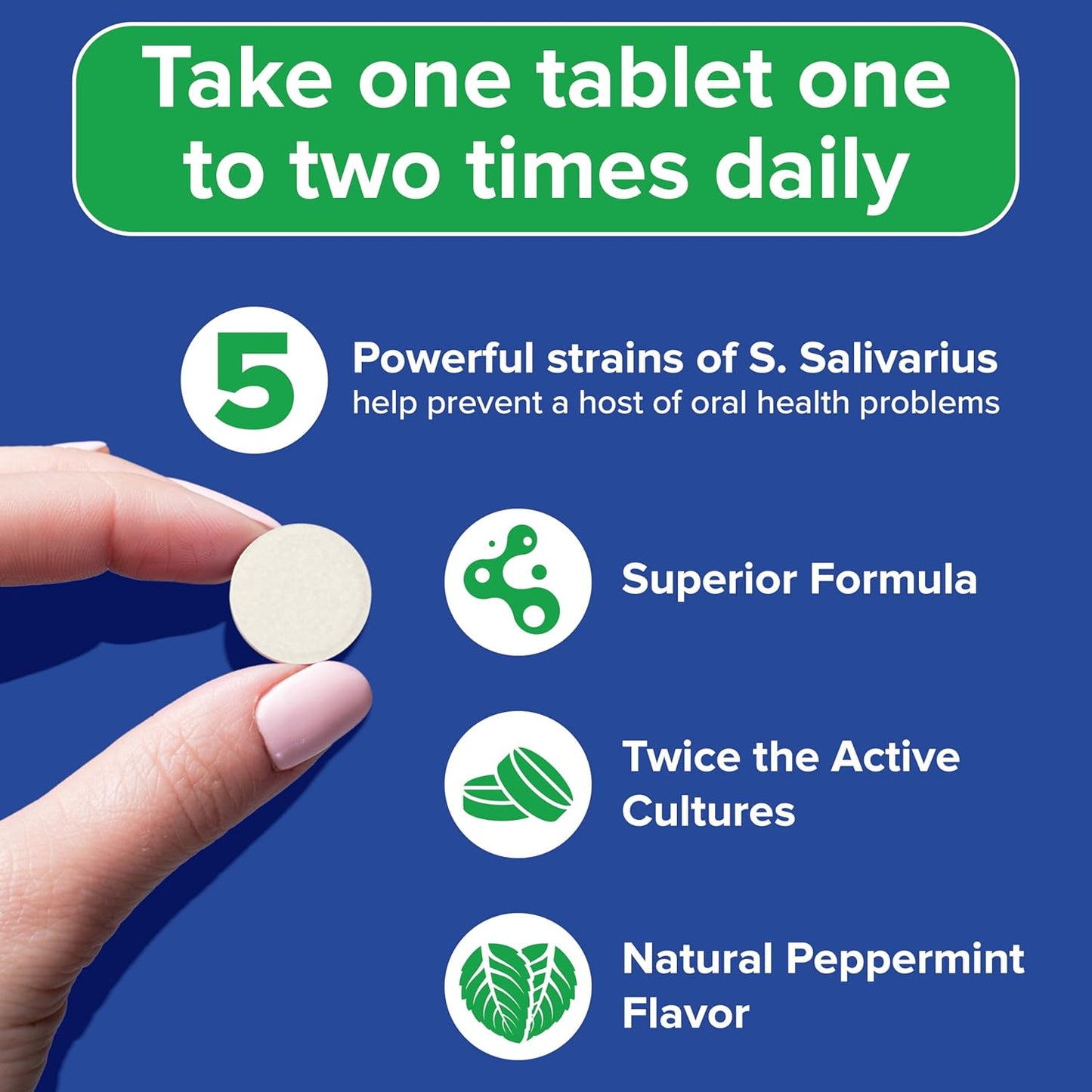 Oral Probiotics for Bad Breath Treatment - Dental Health Lozenges for Adults - 60 Peppermint Chews