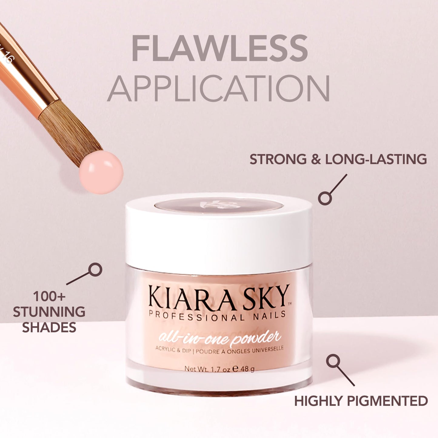 Kiara Sky All-In-One Acrylic Nail Powder | Multi-Use Dip & Acrylic Powder | Sculpting, Overlay & Dipping 2 oz, Love Note