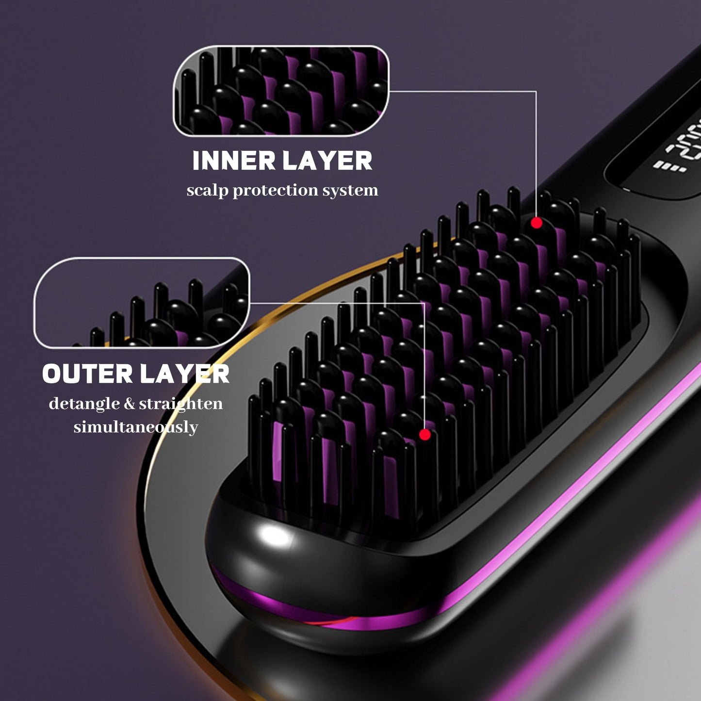 Numoya Go Brush Pro - 2025 Upgrade Portable Straightener Brush for Travel, Cordless Hair Straightener Comb for Women, Pink