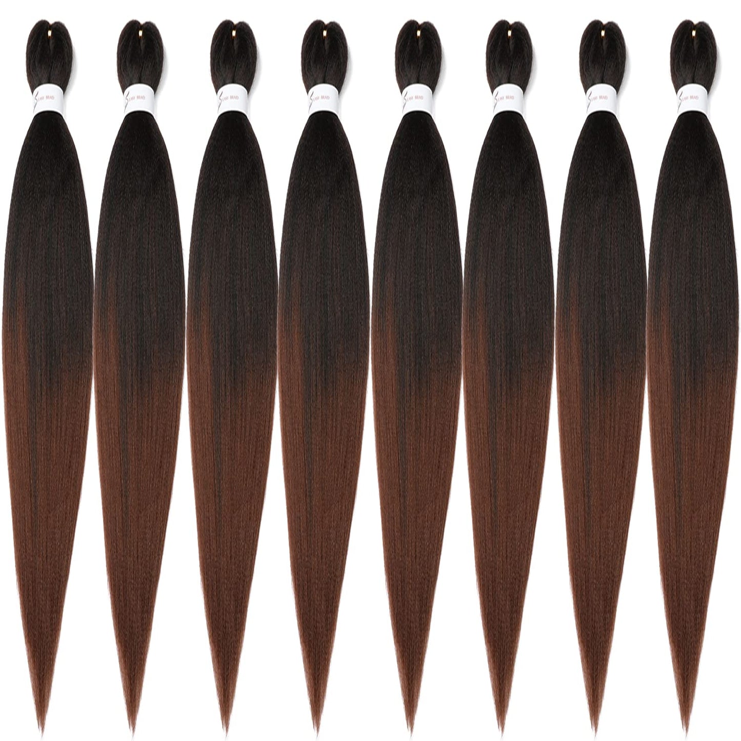 8 Packs 20-Inch Ombre Pre-Stretched Braiding Hair - Soft Yaki Texture Extensions