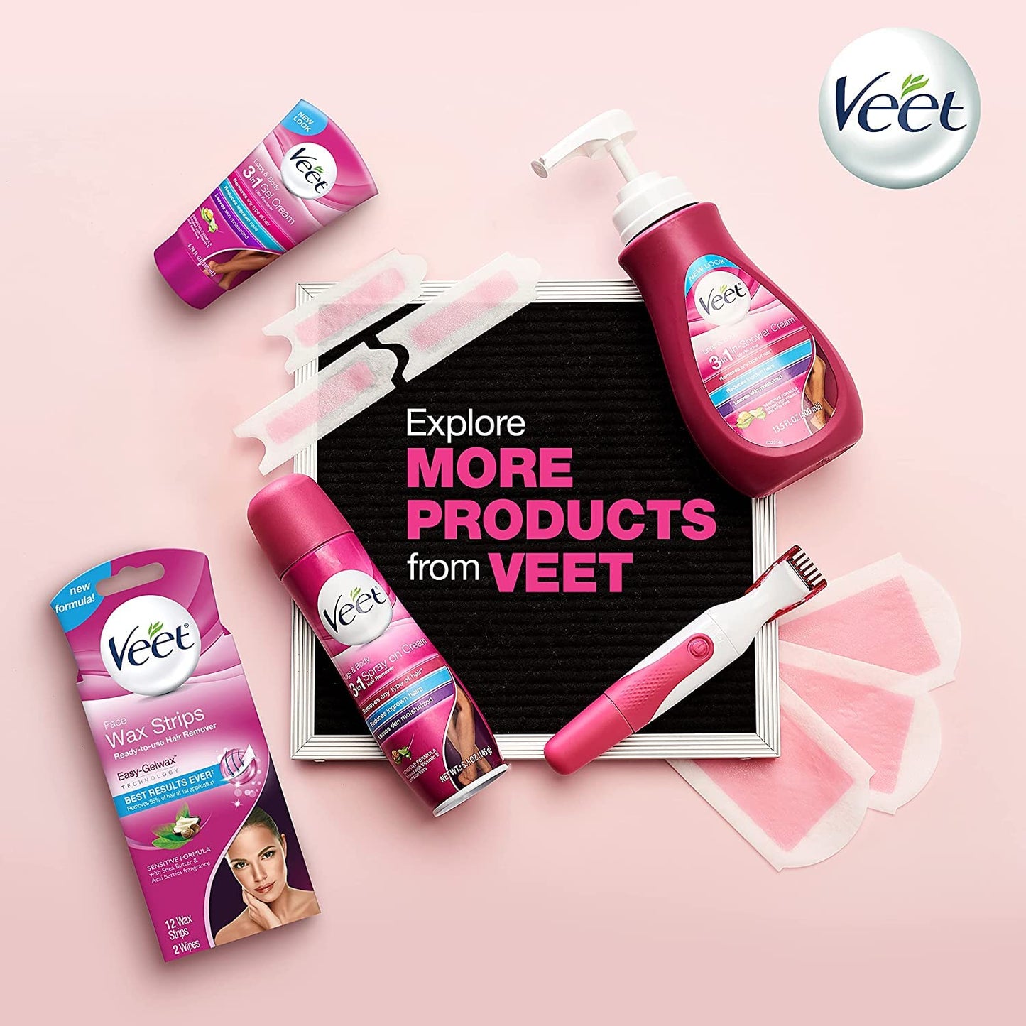 Veet Cold Wax Strips for Legs & Body - 80 Total Strips, Smooth Hair Removal