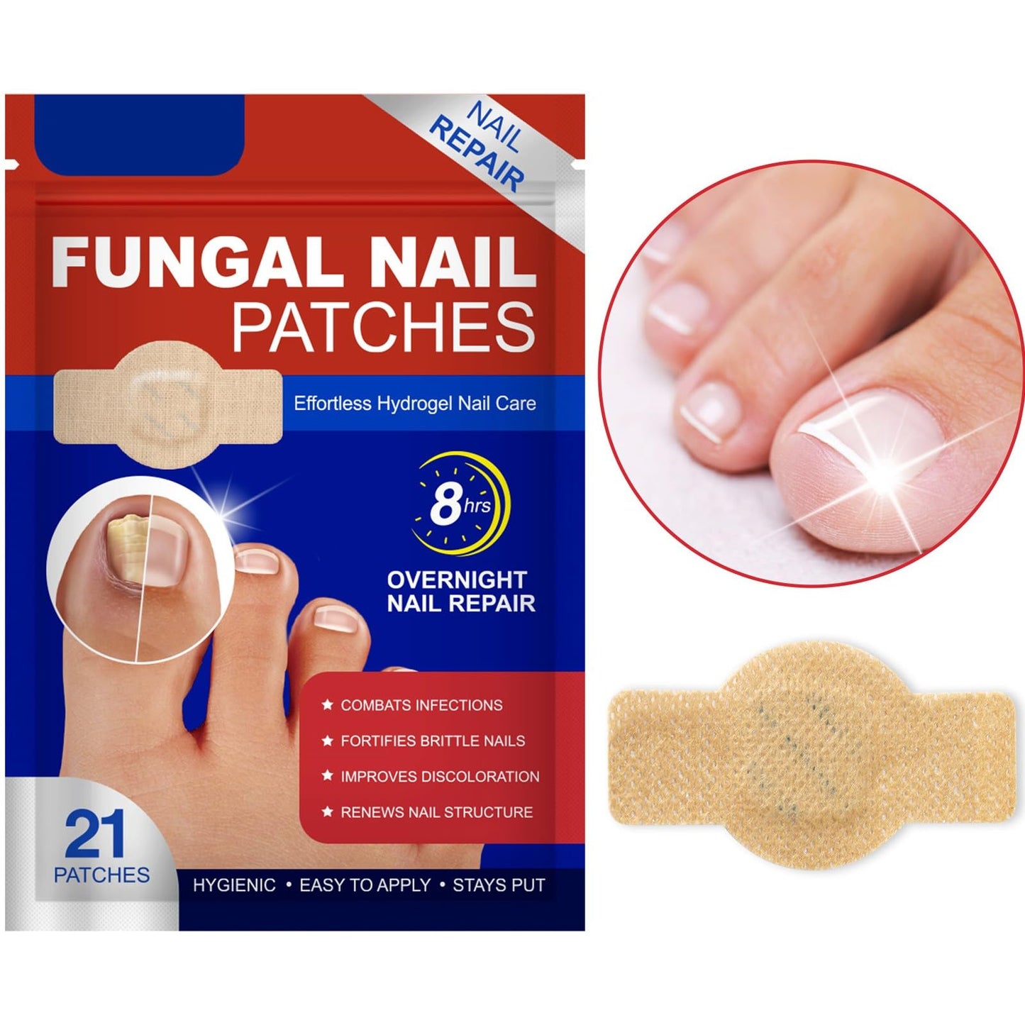 Nail Patches For Toenails & Fingernails – 21Pcs Nail Repair Stickers For Damaged Nails, Ingrown & Discoloration Care, Random (2 pack)