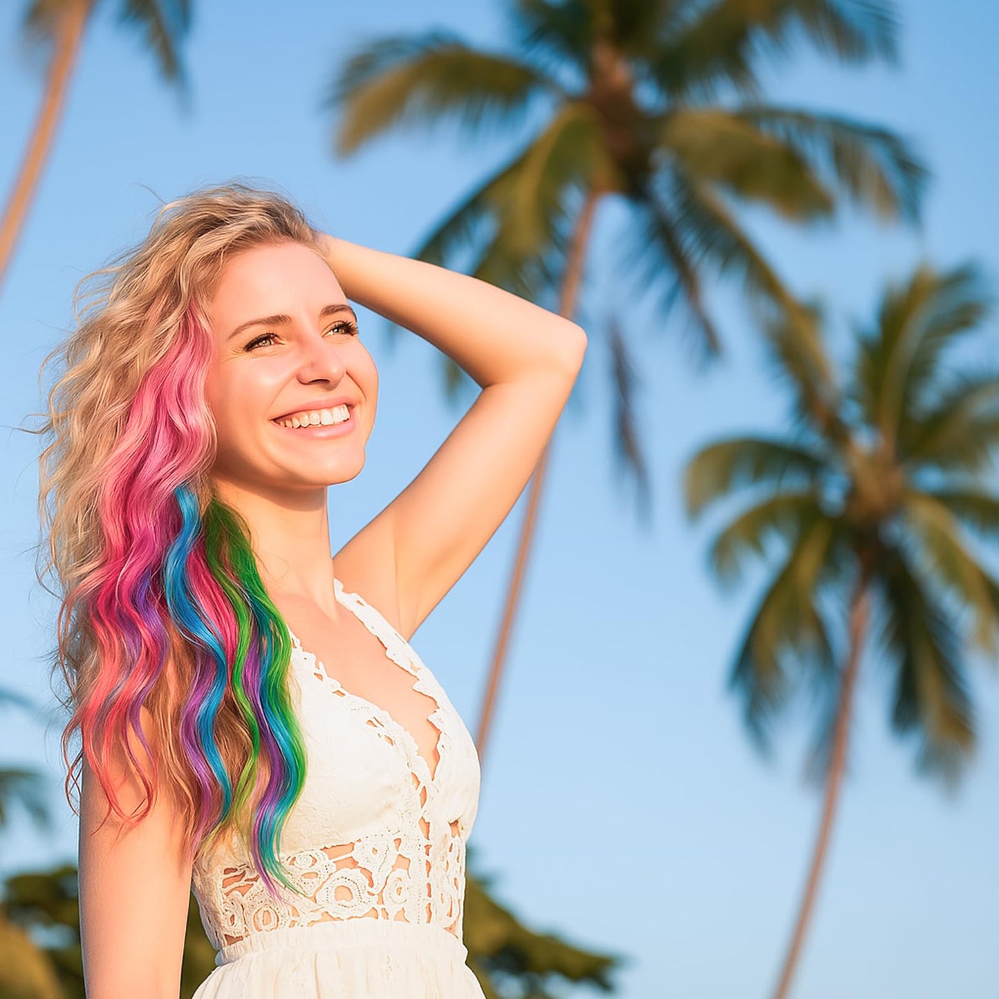 32 PCS Clip in Colored Hair Extensions for Kids, 20 Inches Rainbow Long Straight Hairpieces Synthetic,BEAHOT Hair Extensions-Pretty Gift for Cosplay Dress Up Fashion Party Birthday(32 Colors)