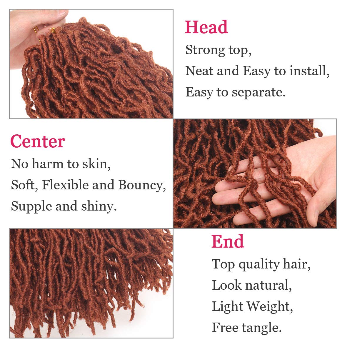 Faux Locs Crochet Hair - 18 Inch Pre-Looped 7 Packs Soft Natural Black Goddess Locs for Women