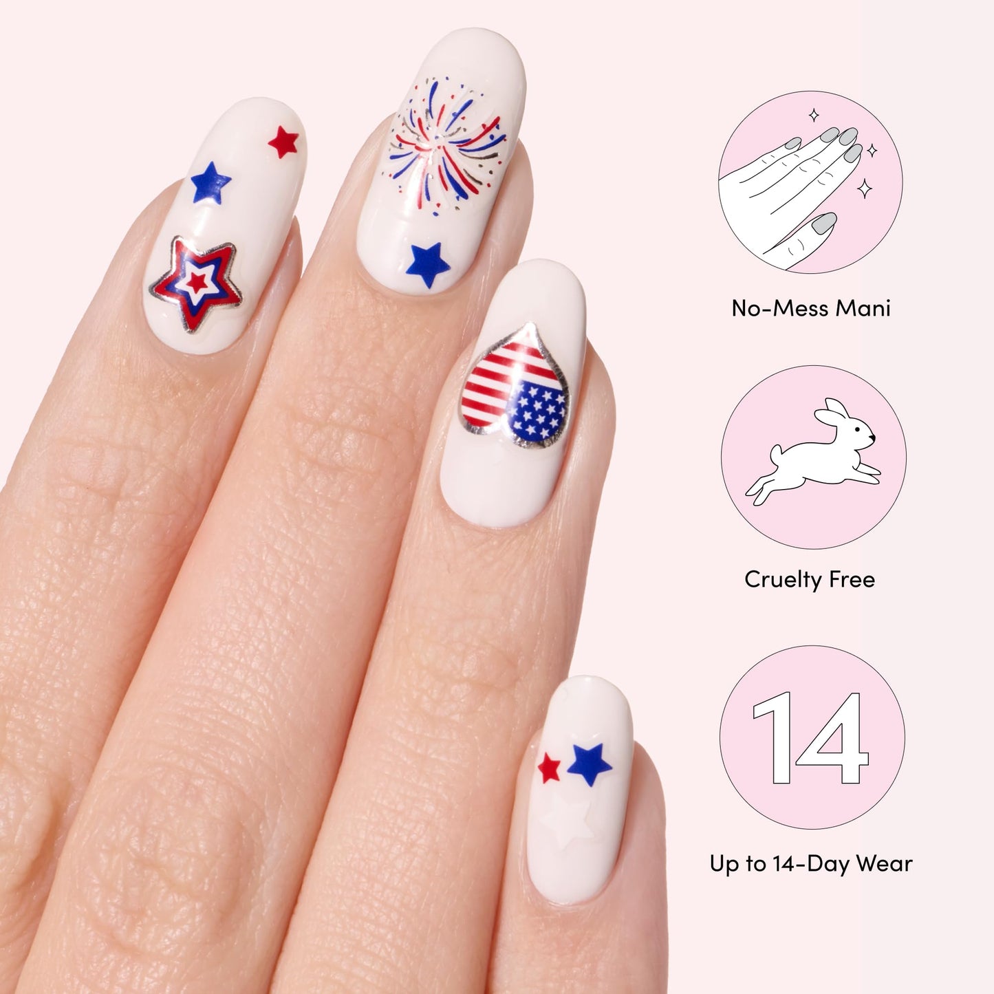 Dashing Diva Magic Pick Nail Stickers - Patriotic Magic - Premium Nail Art - Comes with 50+ Stickers and 2 Precision Placement Tools