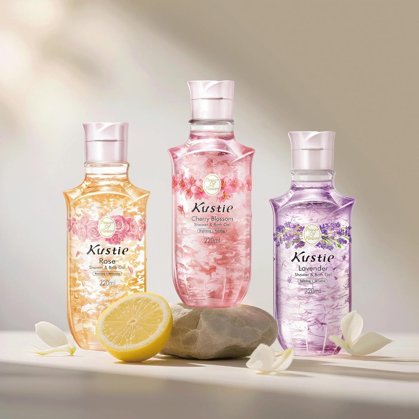 Rose Oil Anti-Aging Body Wash with Real Petals | Deep Moisturizing Shower Gel for Dry Skin, 16.9 fl oz