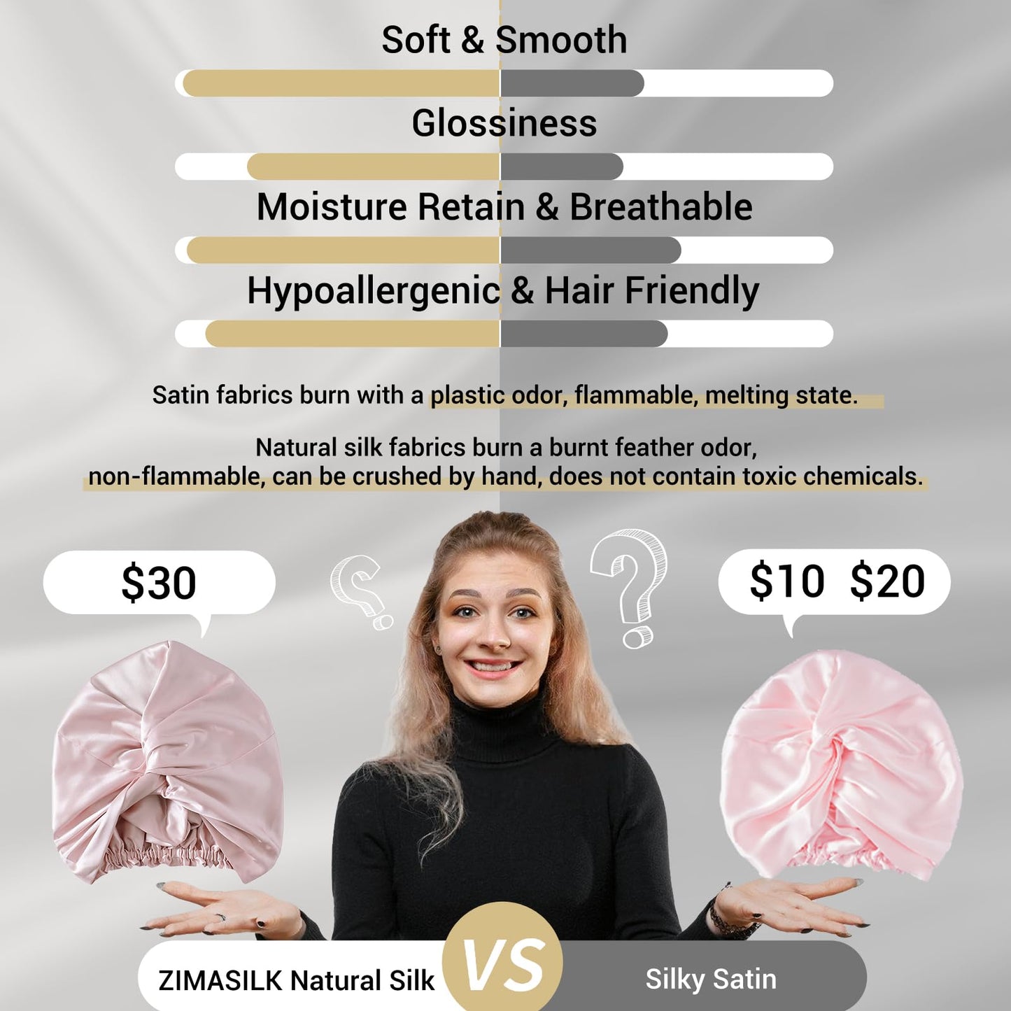 ZIMASILK 22 Momme 100% Mulberry Silk Bonnet for Sleeping & Women Hair Care, Highest Grade 6A Silk hair wrap for sleeping with Premium Elastic Stay On Head (1Pc, Pink)