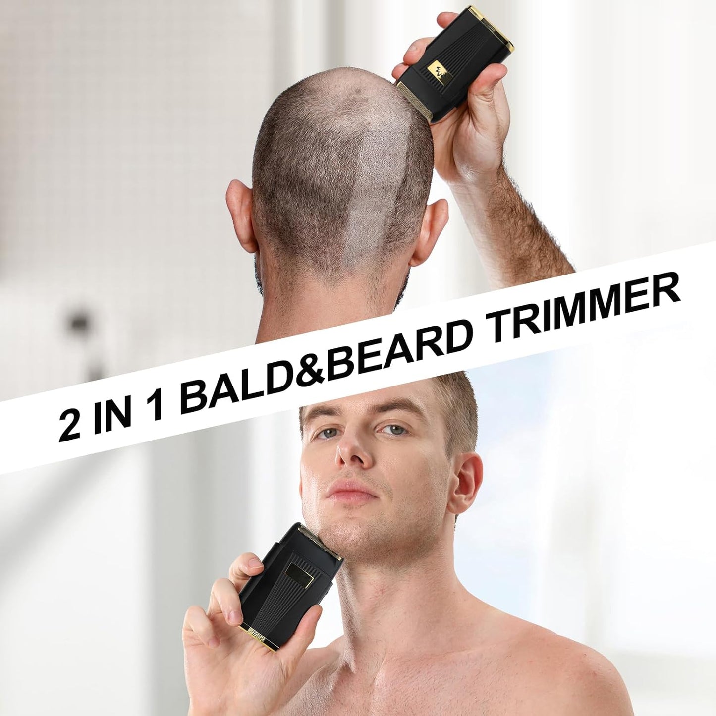 Powerful Foil Bald Shaver for Men - Cordless Electric Razor & Beard Trimmer with LED Display