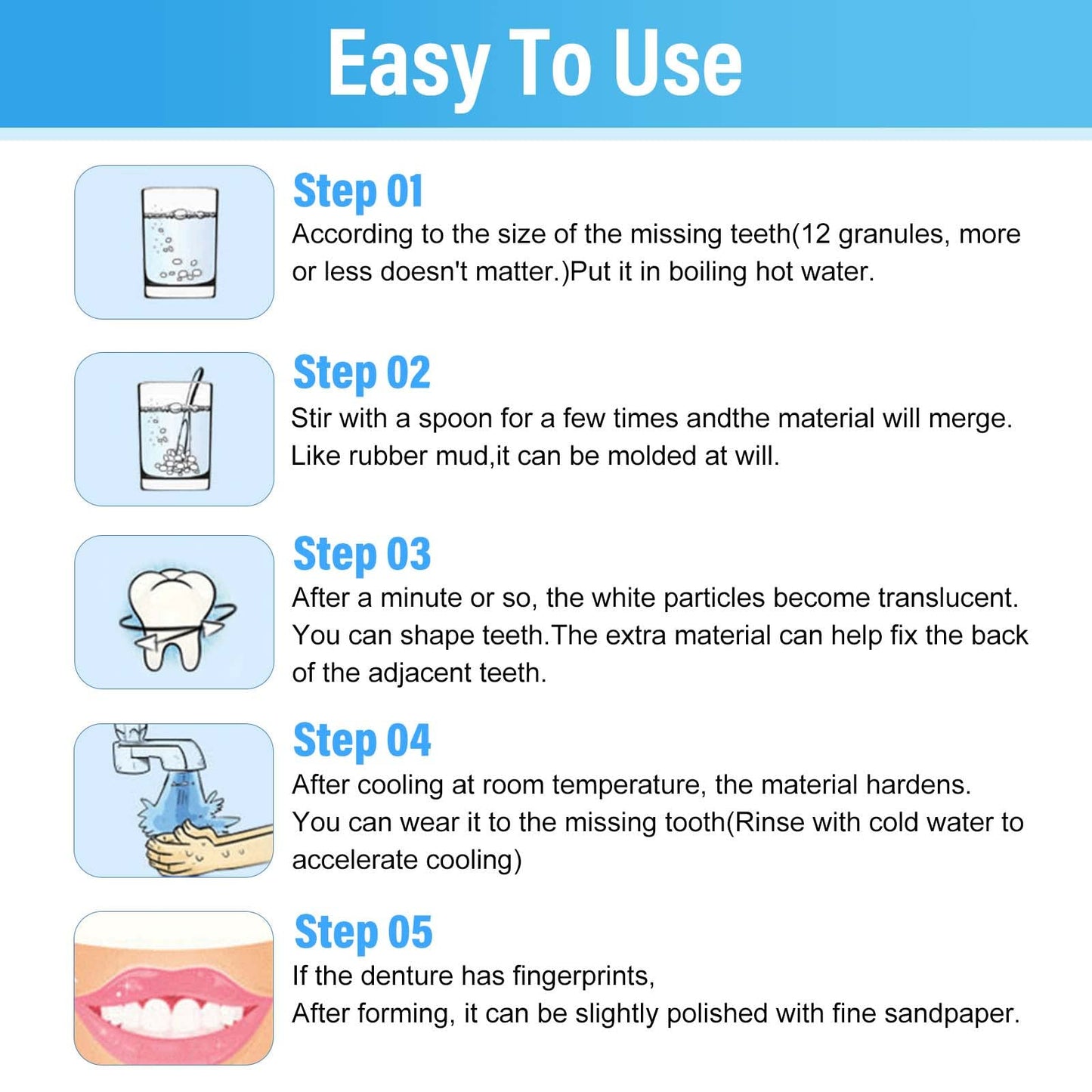 Tooth Repair Kit, Moldable Tooth Filling Repair Kit at Home, Make You Smile Confident Again, 30 ml & 4 Dental Tools