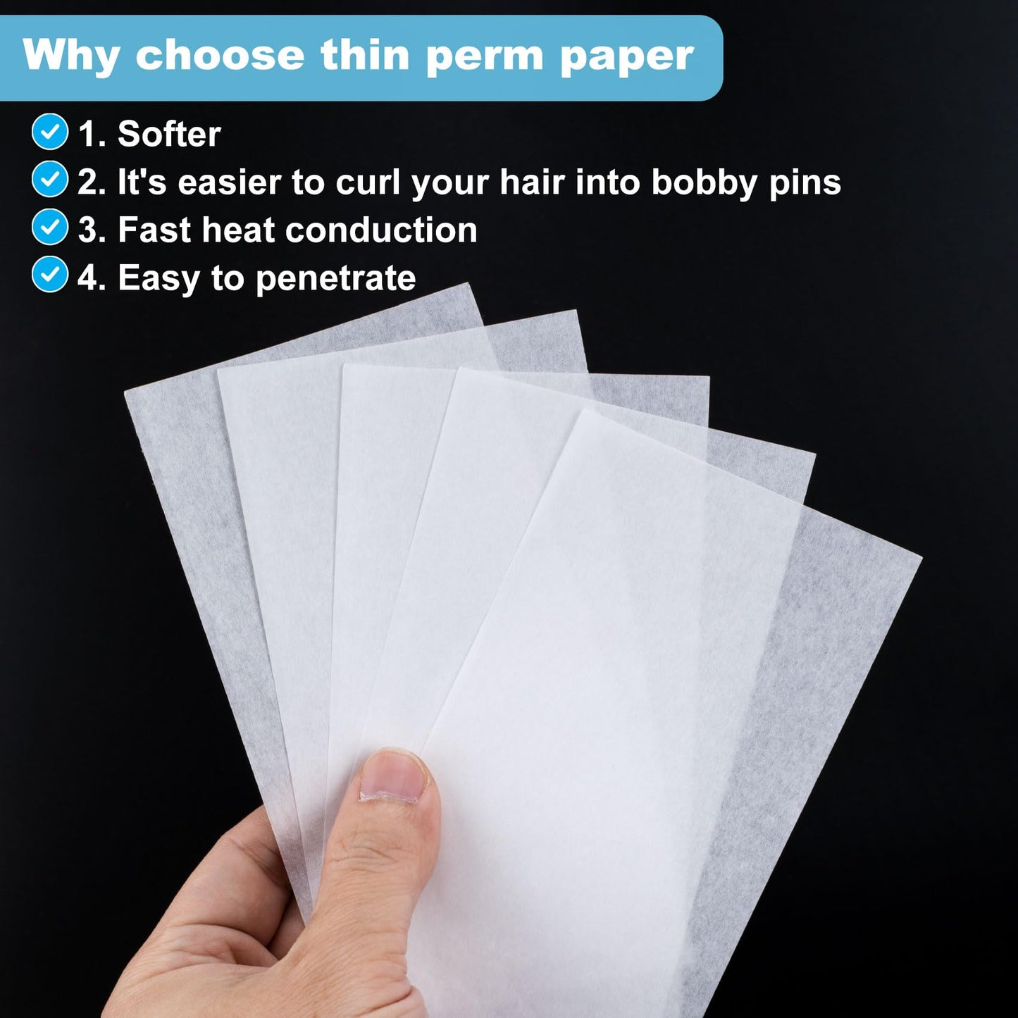 Pndeyo 140pcs End Papers for Hair Perm, Disposable Thin Salon Hair Perm Papers, High Temperature Resistance Curling Tissue Styling Accessories for Cold and Hot Perms- White