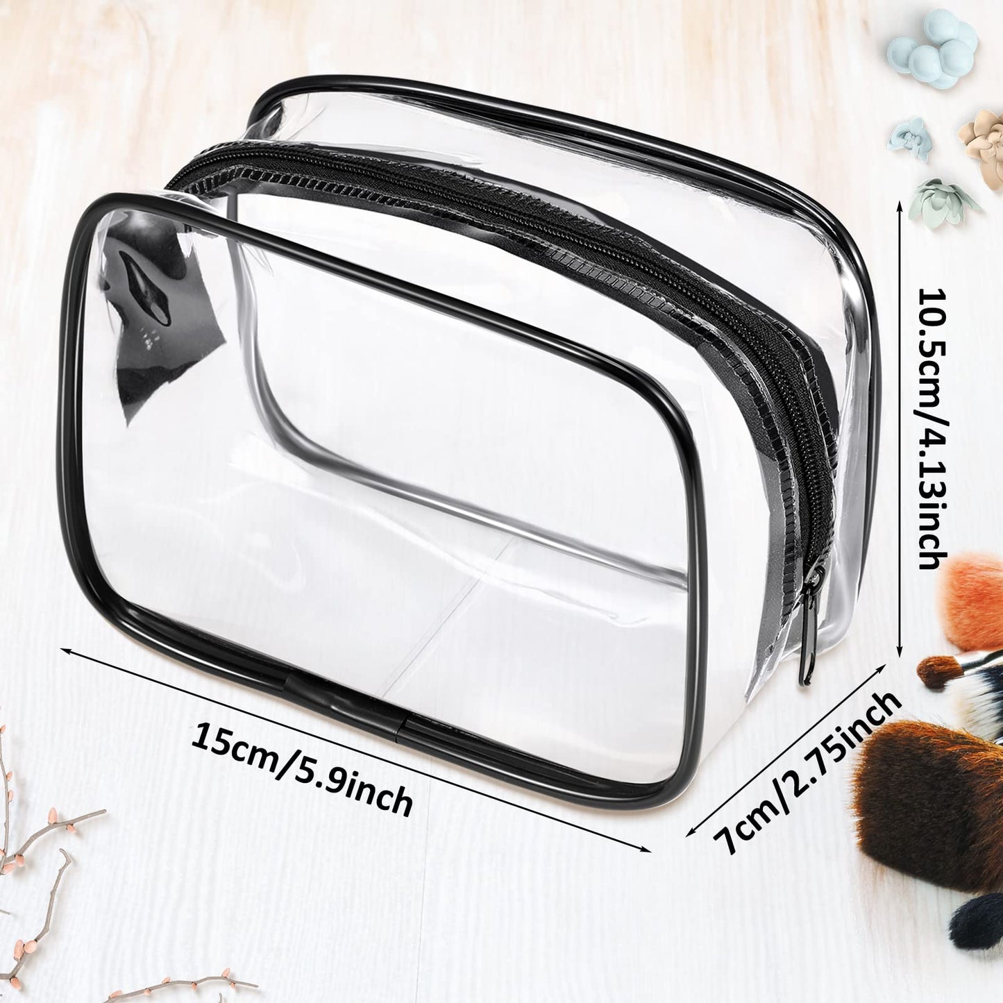 Weewooday 12 Pieces Clear Makeup Bags Cosmetic Storage Bags PVC Zipper Pouches Travel Waterproof Makeup Plastic Case for Women Organizing Toiletries Traveling Bathroom(Small,Black)