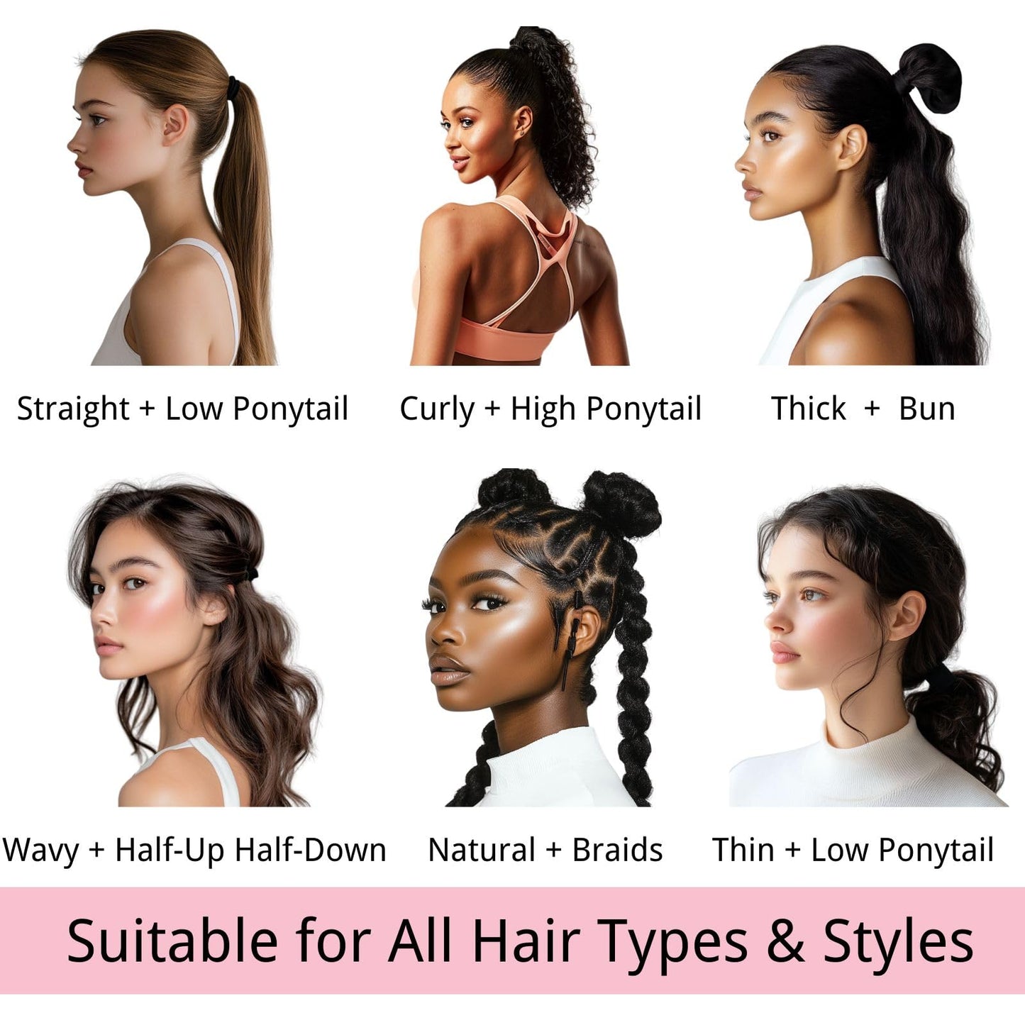 LuSeren 120PCS Black Hair Ties for Thick Hair – Seamless No Damage Elastic Ponytail Holders, Black Hair Band,Bulk Nylon Hair Elastics for Women
